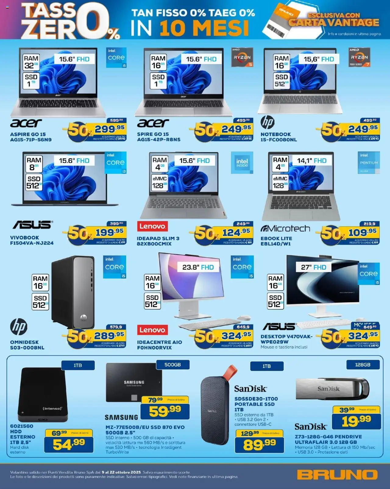 Volantino BRUNO del 09.10.2025 | Pagina: 9 | Prodotti: Mouse, Tastiera, USB, Samsung