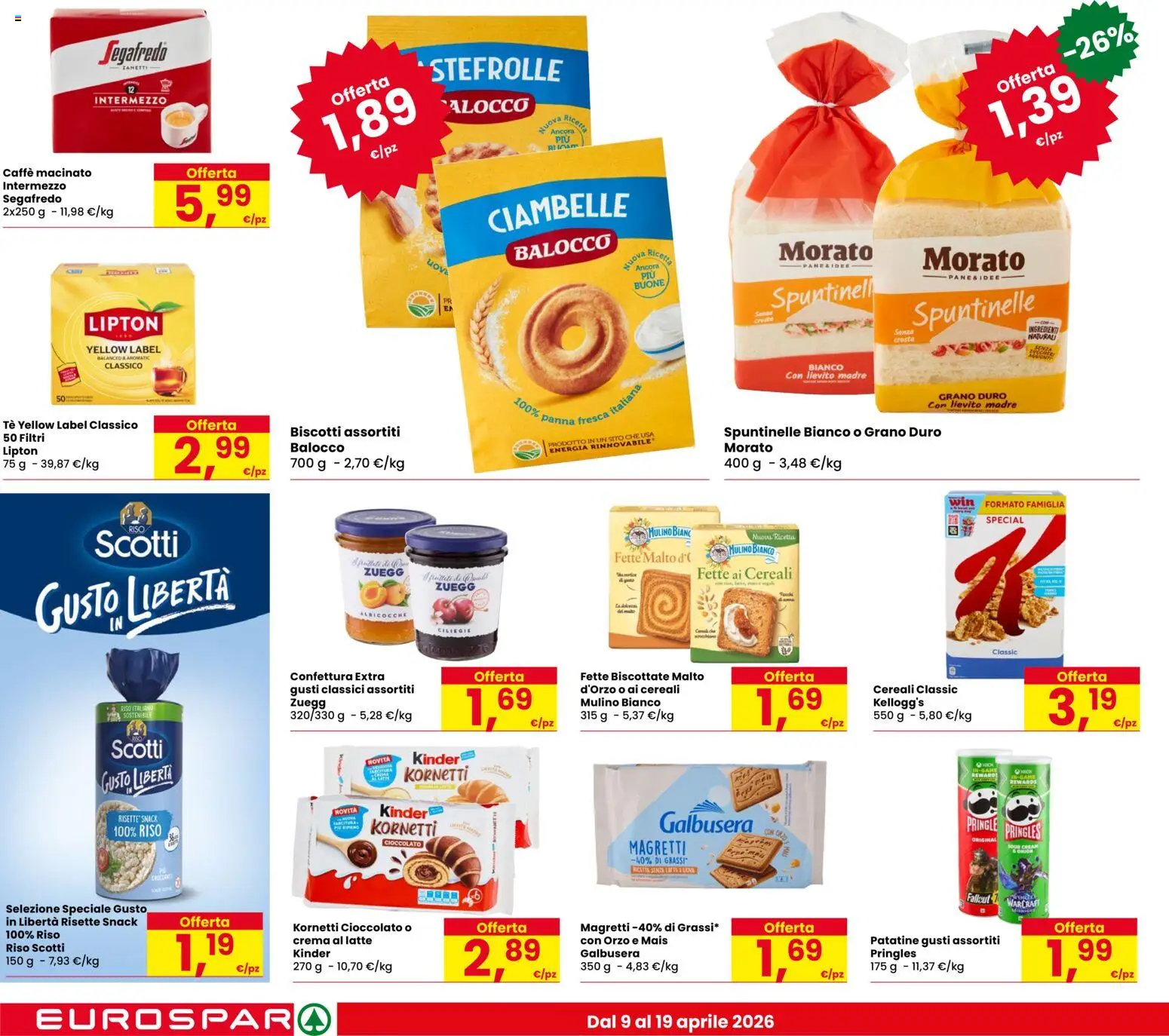 Volantino Eurospar del 09.04.2026 | Pagina: 12 | Prodotti: Cioccolato, Cereali, Panna, Mais