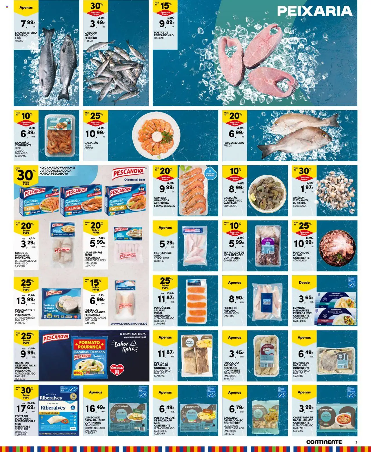 Continente - Madeira │ válido de 09.09.2025 | Página: 3 | Produtos: Bacalhau, Camarão, Pescada do cabo, Salmão