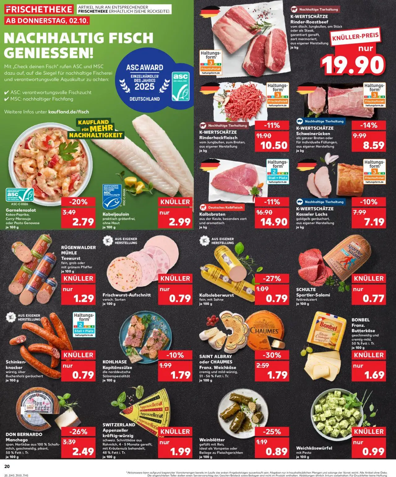 Kaufland prospekt Leipzig	 – gültig ab 05.10.2025 | Seite: 20 | Produkte: Butter, Fisch, Salami, Sahne