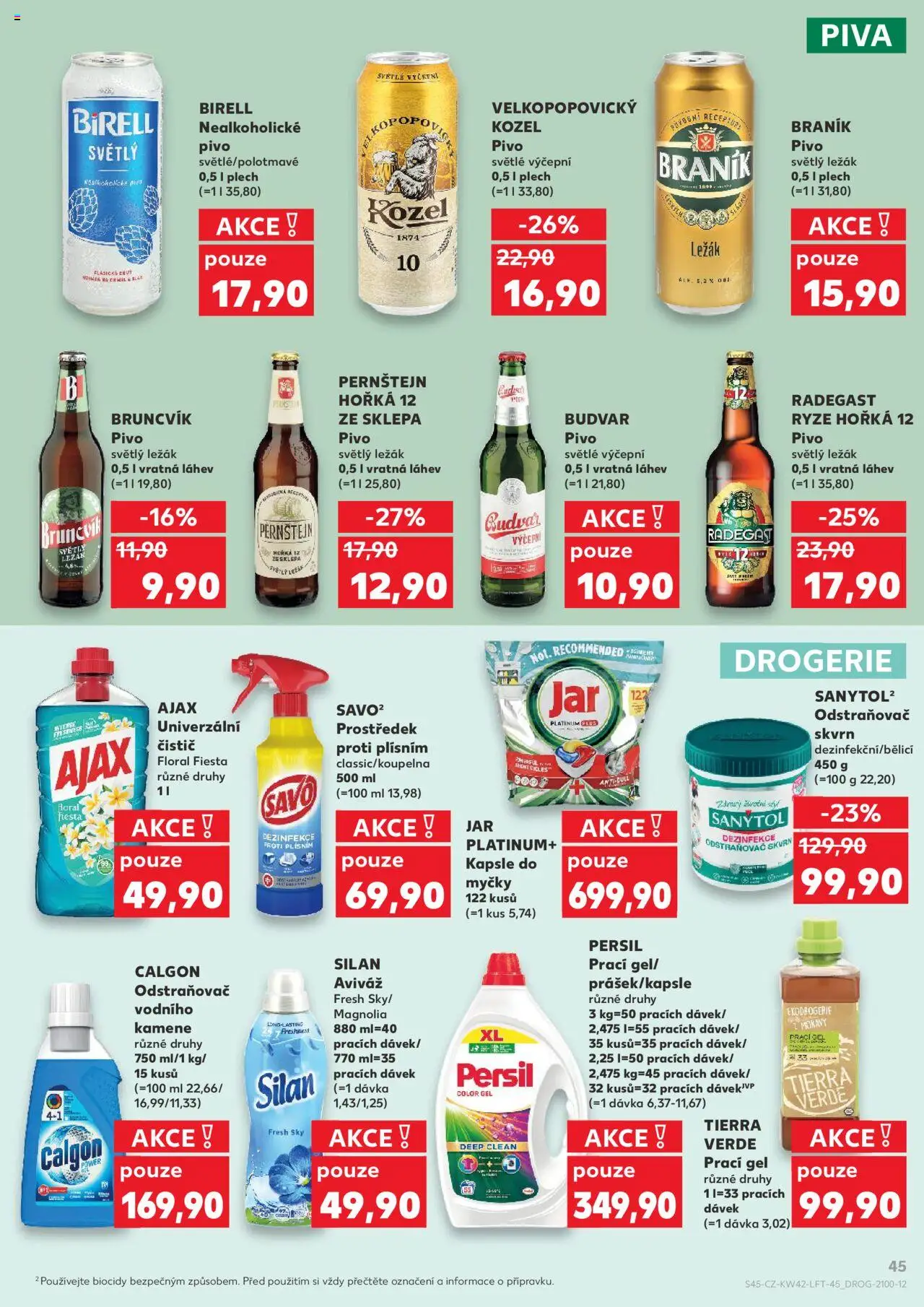 Kaufland leták - Chomutov od 15.10.2025 | Strana: 45 | Produkty: Prací gel, Radegast Ryze Hořká 12, Jar kapsle, Braník