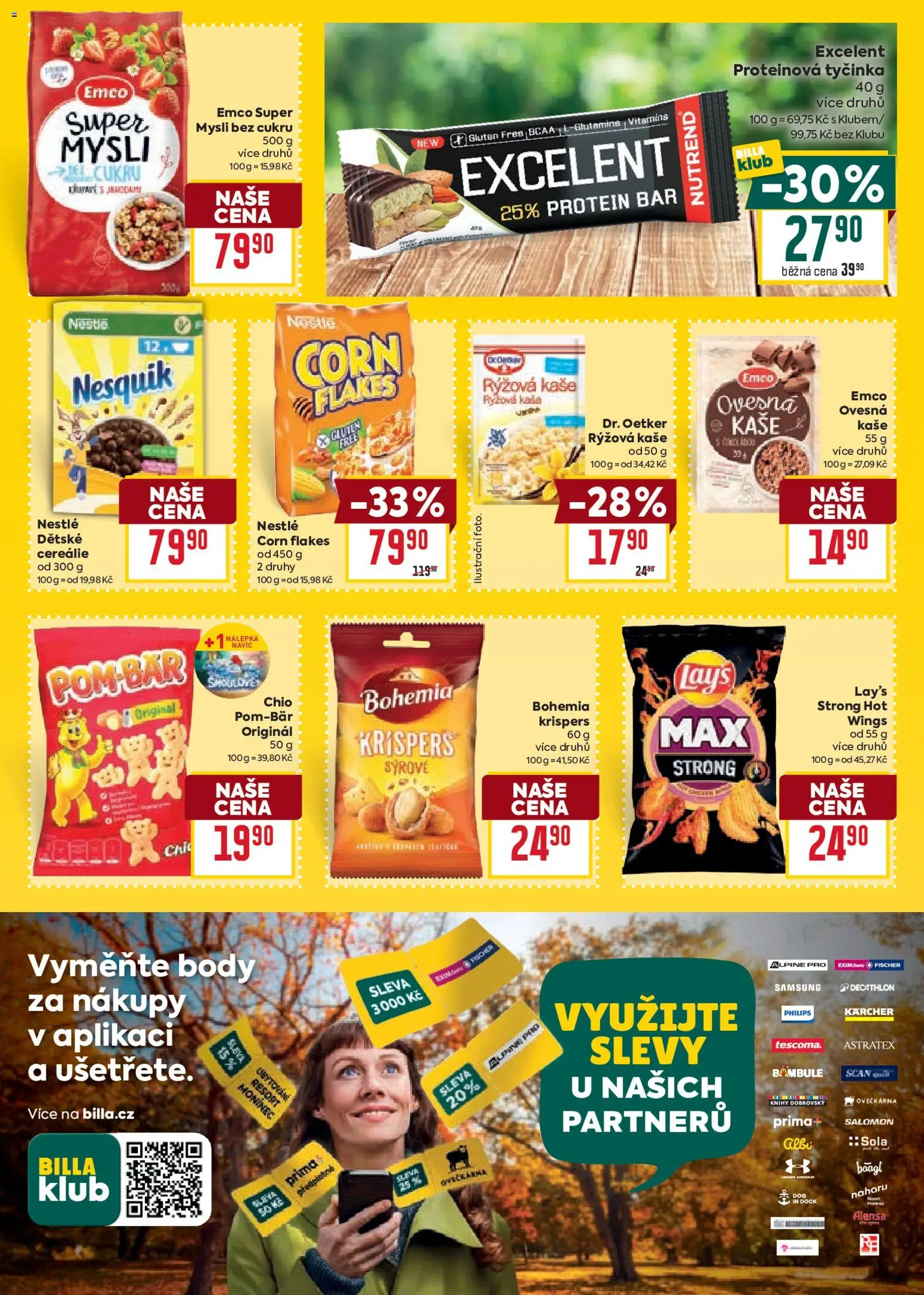 Billa Velký leták od 29.10.2025 | Strana: 33 | Produkty: Protein bar, Rýžová kaše, Mysli, Protein