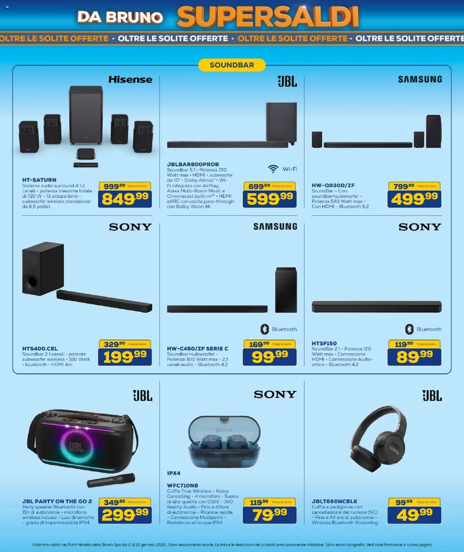 Volantino BRUNO del 02.01.2026 | Pagina: 27 | Prodotti: Soundbar, Cuffie, Microfono, Speaker