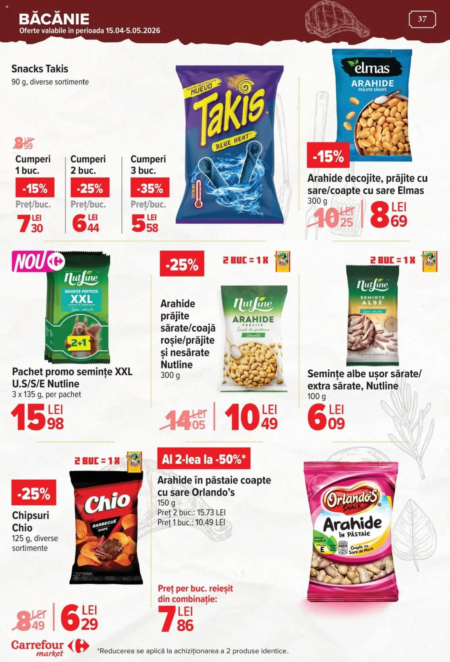 Noul catalog Carrefour – valabil de la 15.04.2026 | Pagină: 39 | Produse: Masaüstü kılıfı, Arahide, Semințe, Chipsuri