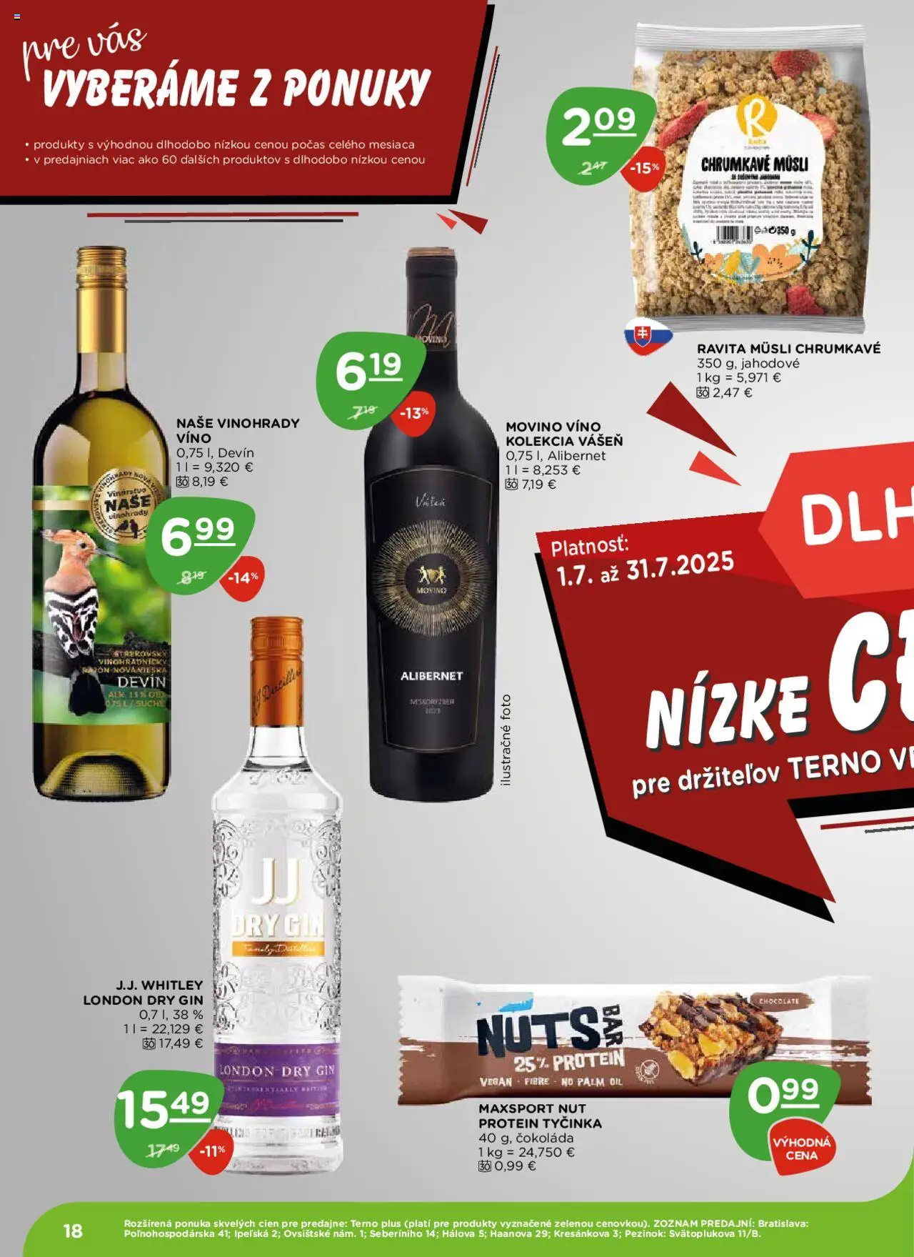 Terno leták │ platný od 24.07.2025 | Strana: 18 | Produkty: Víno, Protein, Čokoláda, Gin