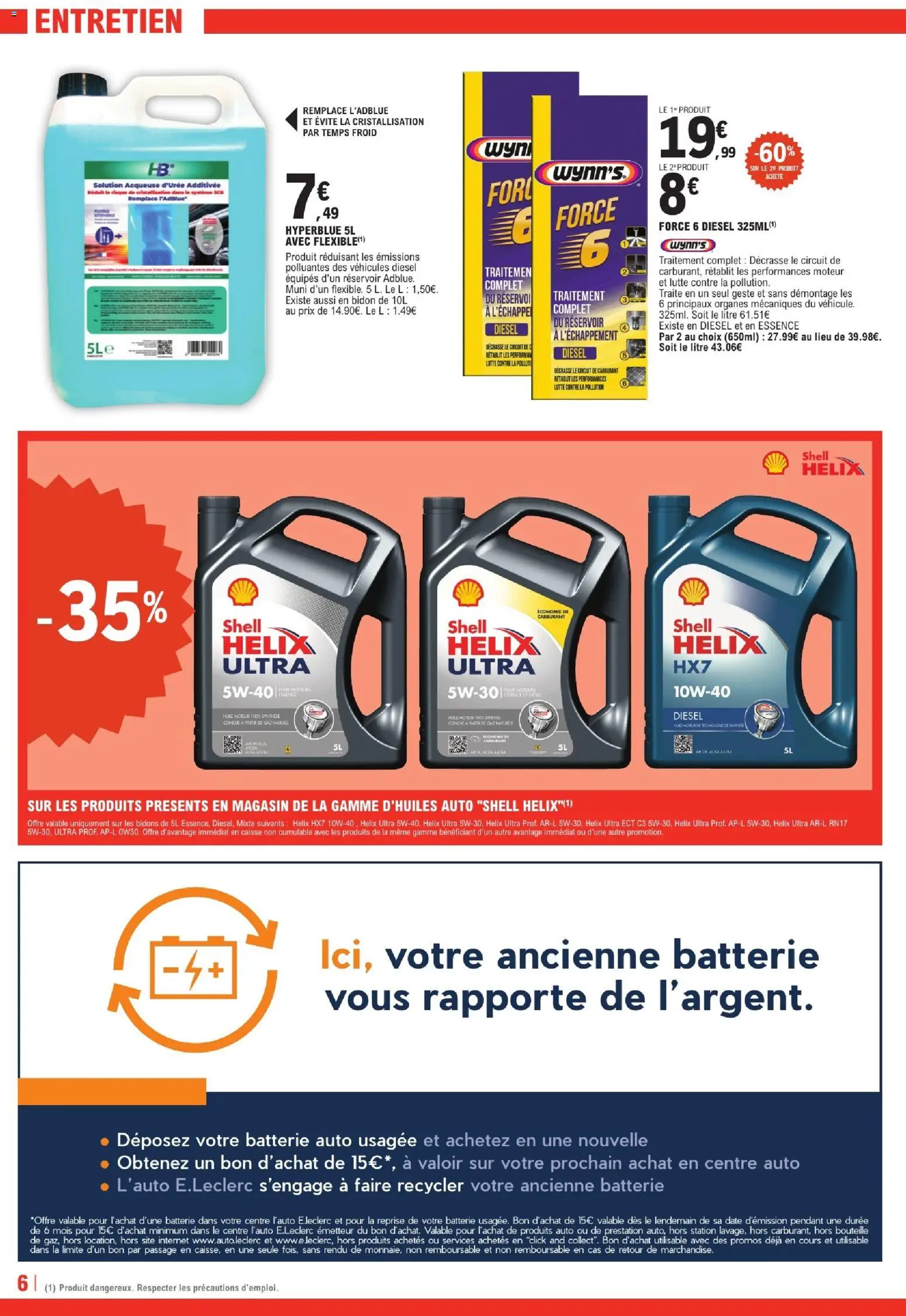 {H1} | Page: 6 | Produits: Huile moteur, Batterie, Huile