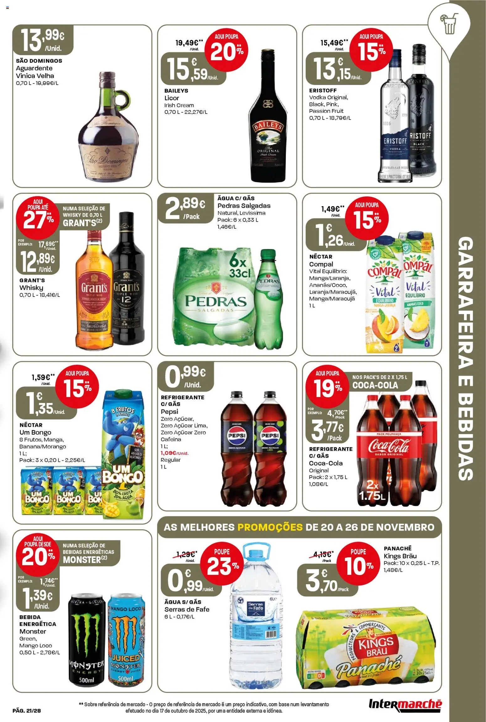 Intermarché Folheto Contact │ válido de 20.11.2025 | Página: 21 | Produtos: Agua, Whisky, Base, Bebida