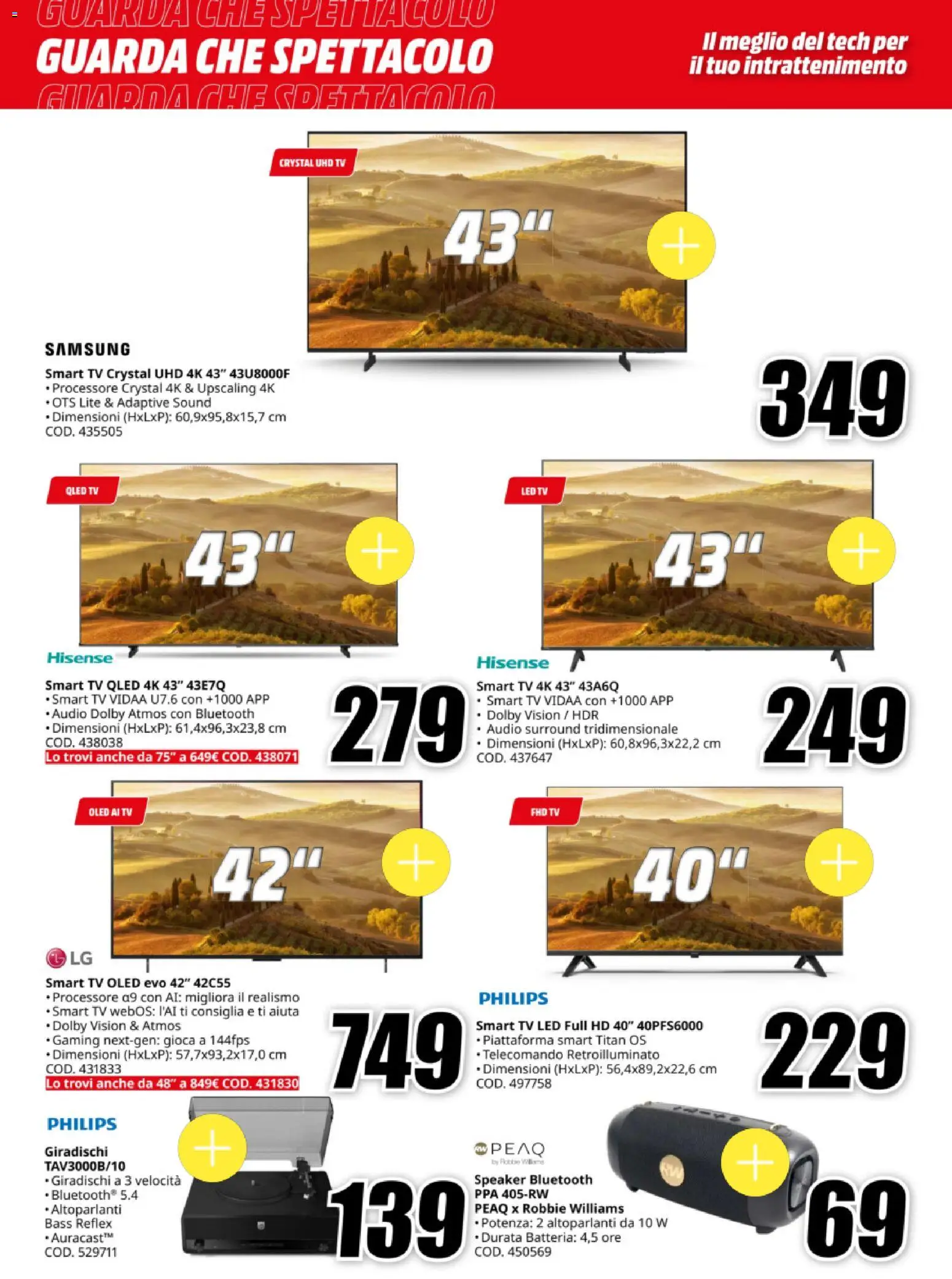 Volantino Media World del 20.11.2025 | Pagina: 8 | Prodotti: smart TV, TV, Audio, Samsung