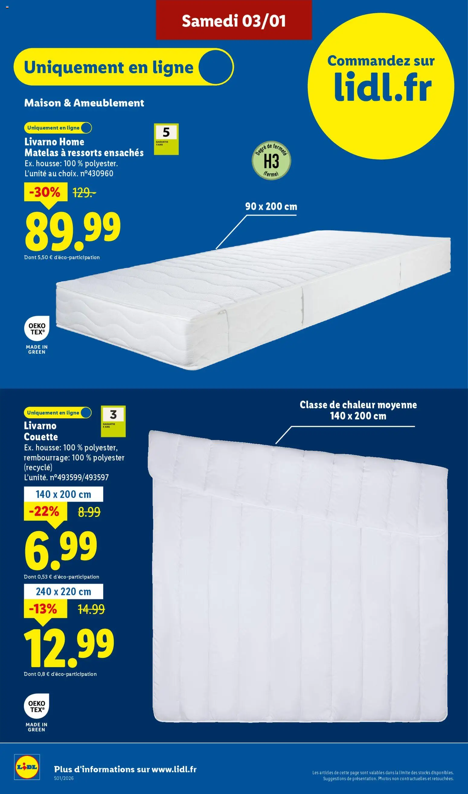 {H1} | Page: 10 | Produits: Matelas, Couette