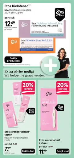 Etos Diclofenac Extra Sterk 2,32% GEL, 1 GRAM GEL BEVAT 23,2 MG (2,32%) DICLOFENAC DIETHYLAMINE, WAT OVEREENKOMT MET 20 MG DICLOFENACNATRIUM BIJ SPIER- EN GEWRICHTSPIJN BIJVOORBEELD SPORTBLESSURES 60 G GEL - Voorbeeld van een folder van Etos, geldig van 27.10.2025 | Pagina: 44