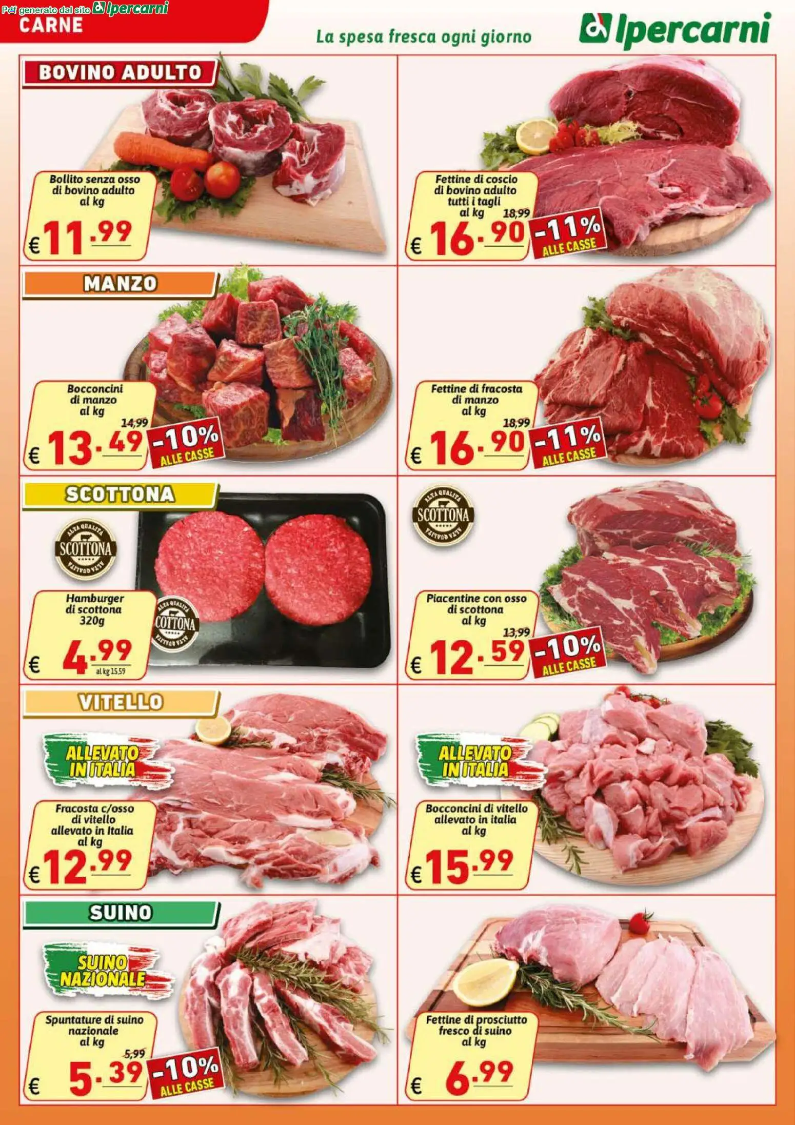 Volantino Ipercarni del 13.02.2026 | Pagina: 2 | Prodotti: Bovino, Prosciutto, Vitello, Hamburger