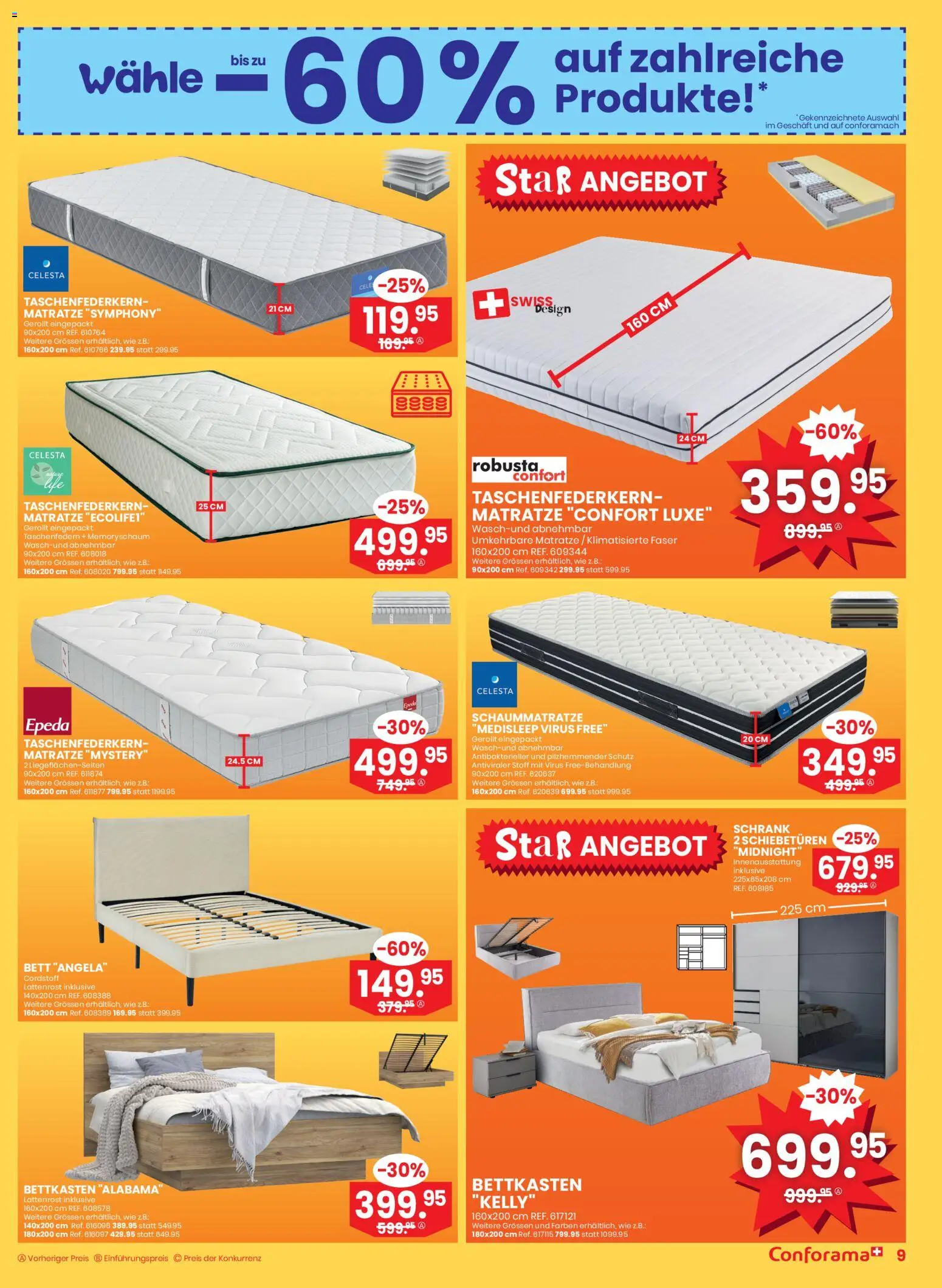 Conforama Aktionen Super Sale – gültig ab 17.12.2025 | Seite: 9 | Produkte: Matratze, Schrank, Lattenrost, Bett