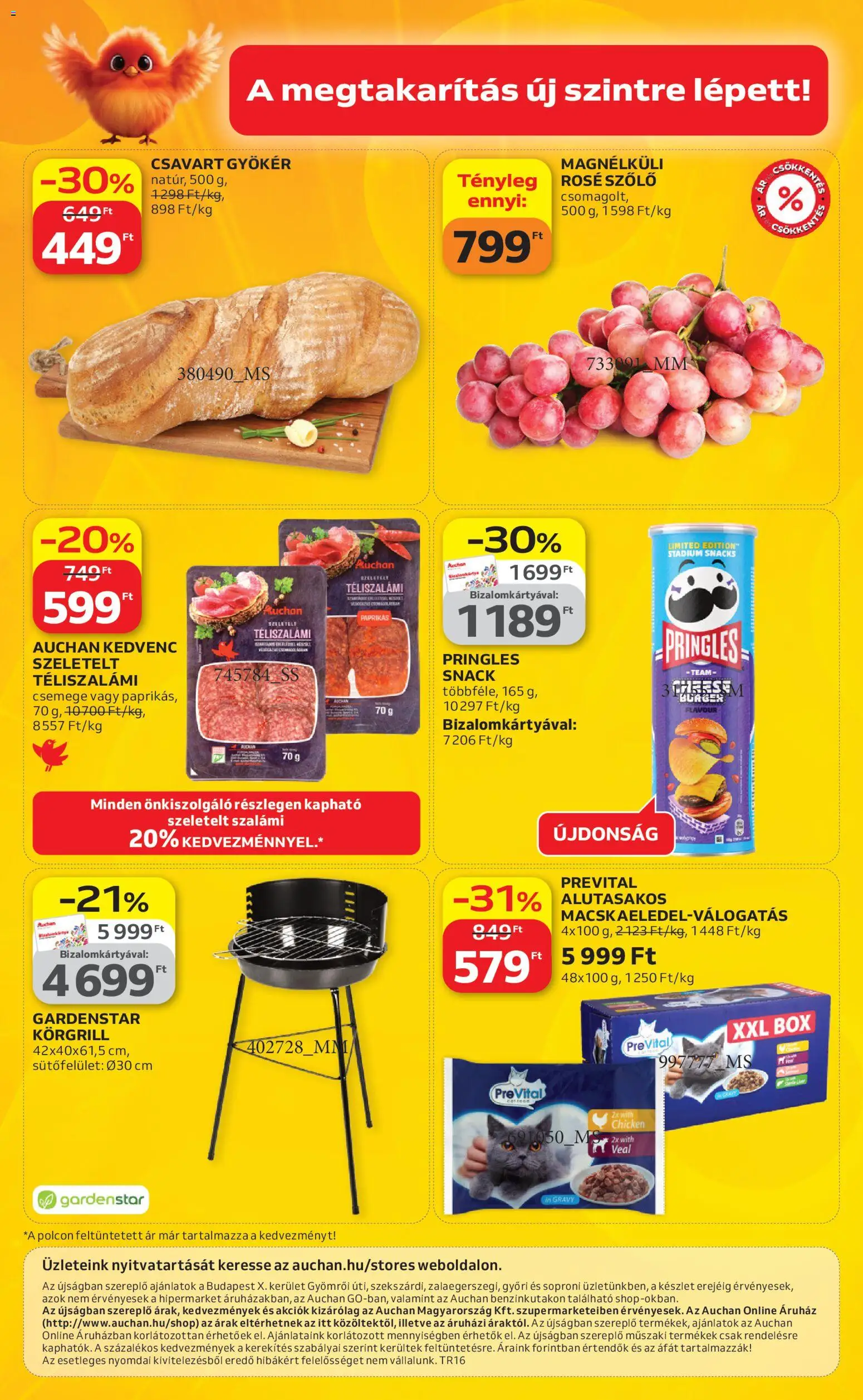 Auchan akciós ujság - amely érvényes a következő dátumtól: 16.04.2026 | Oldal: 12 | Termékek: Szőlő, Pringles, Szalámi, Téliszalámi