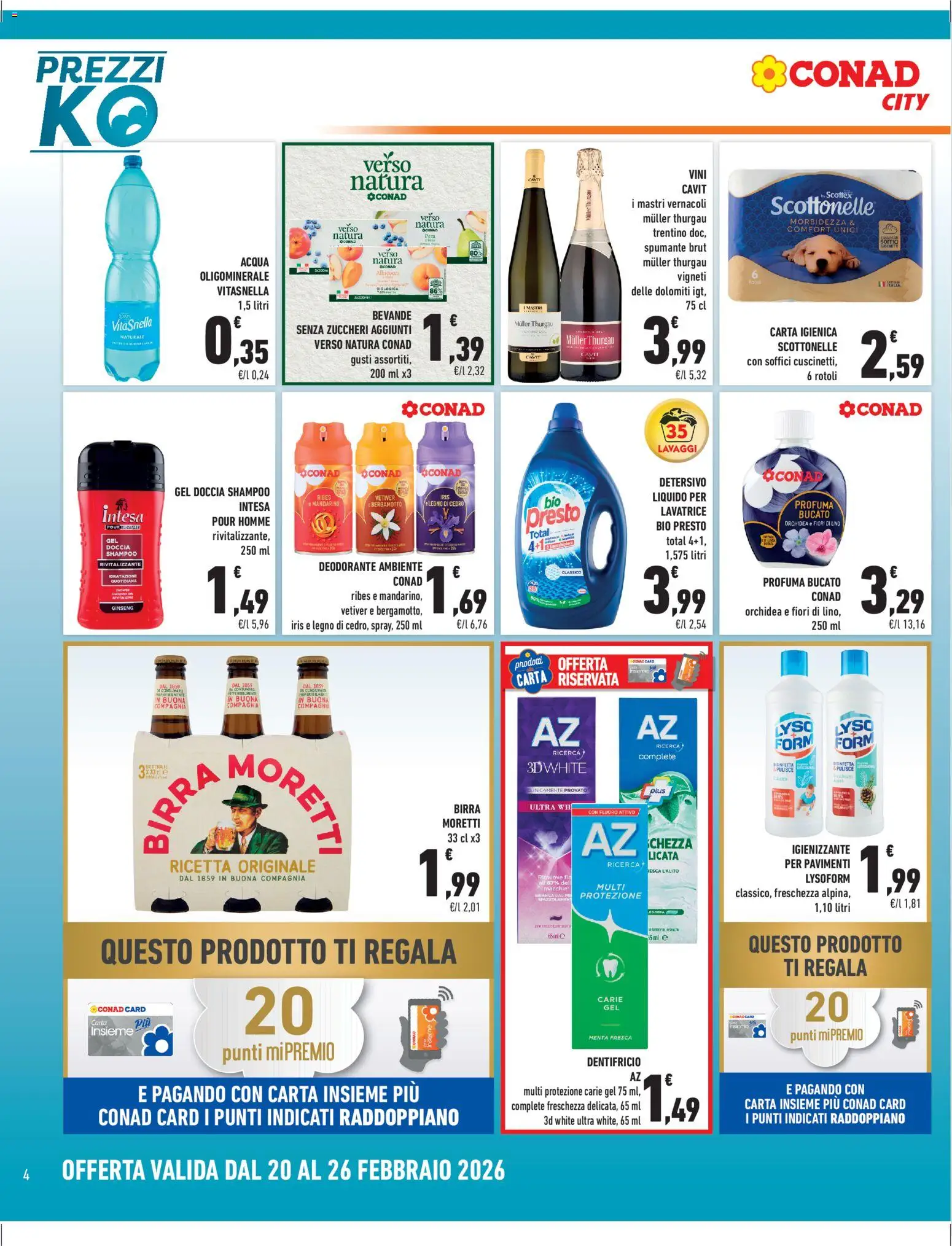 Volantino Conad del 20.02.2026 | Pagina: 4 | Prodotti: Carta igienica, Pera, Spumante, Menta