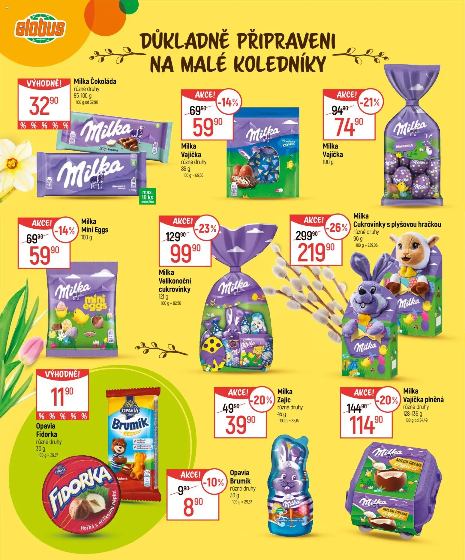Globus leták - Velikonoce od 04.03.2026 | Strana: 4 | Produkty: Čokoláda, Milka, Brumik, Fidorka