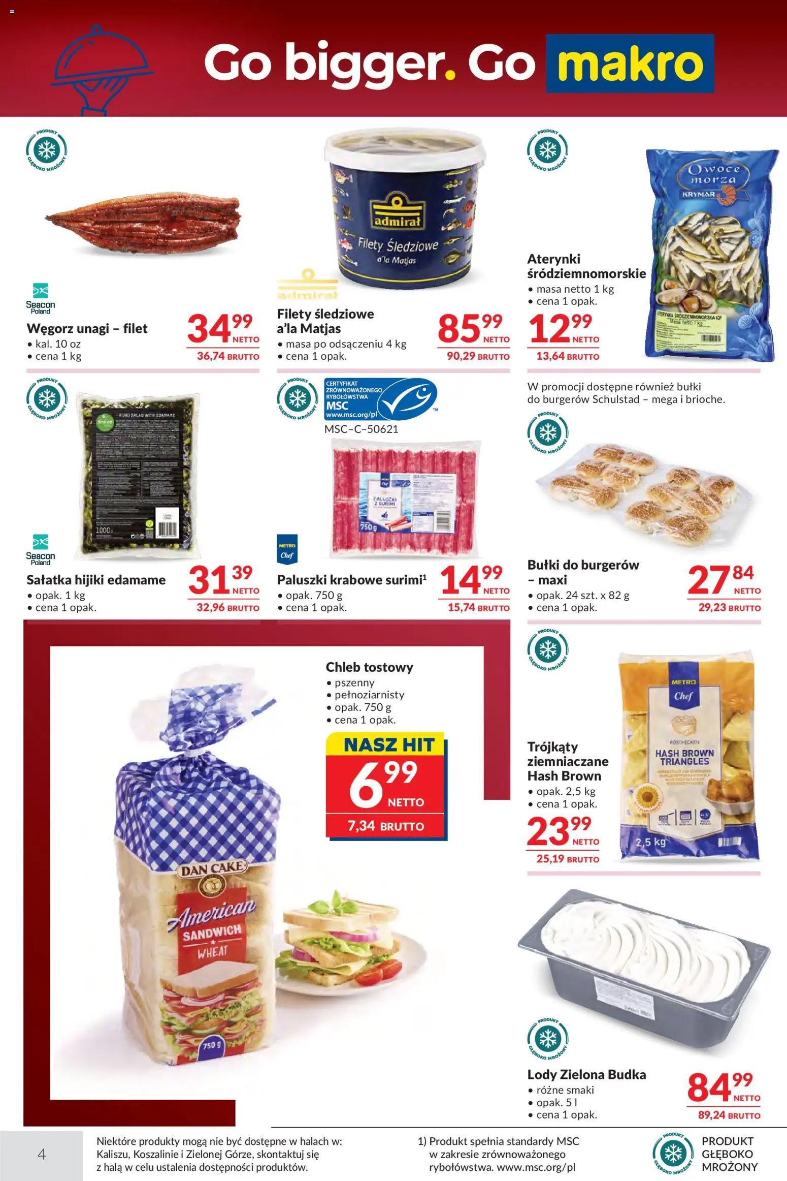 Makro gazetka - Oferta dla gastronomii od 14.04.2026 | Strona: 4 | Produkty: Chleb tostowy, Paluszki, Chleb, Owoce