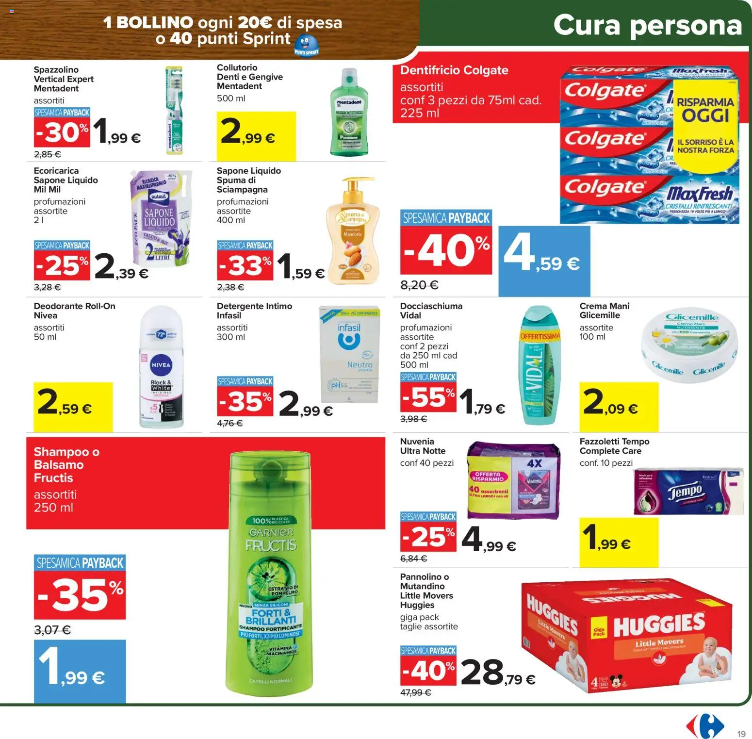 Volantino Carrefour del 17.02.2026 | Pagina: 19 | Prodotti: Shampoo, Sapone, Intimo, Pompelmo