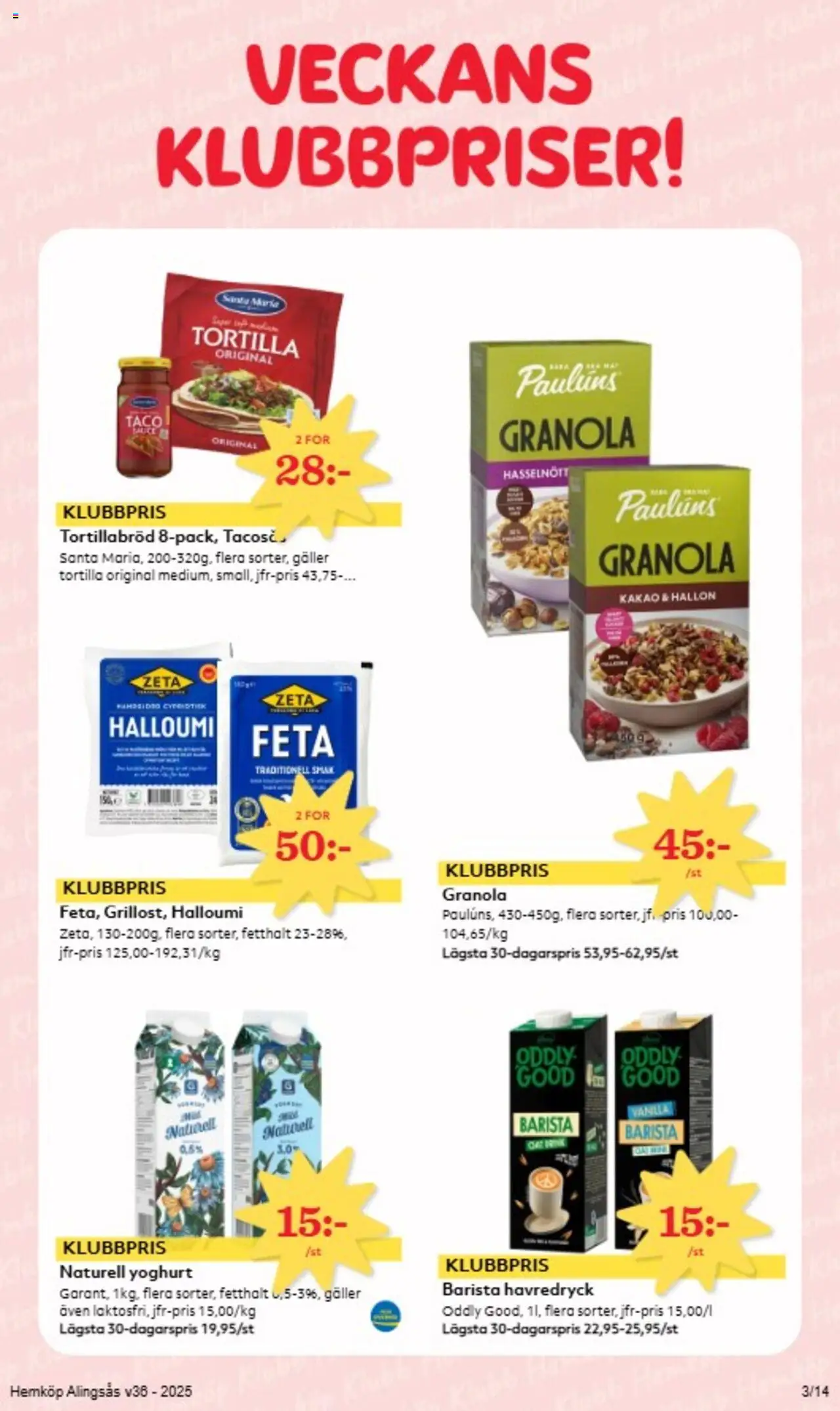 Hemköp reklamblad aktuell från 01.09.2025 | Sida: 3 | Produkter: Galler, Havredryck, Yoghurt, Hallon