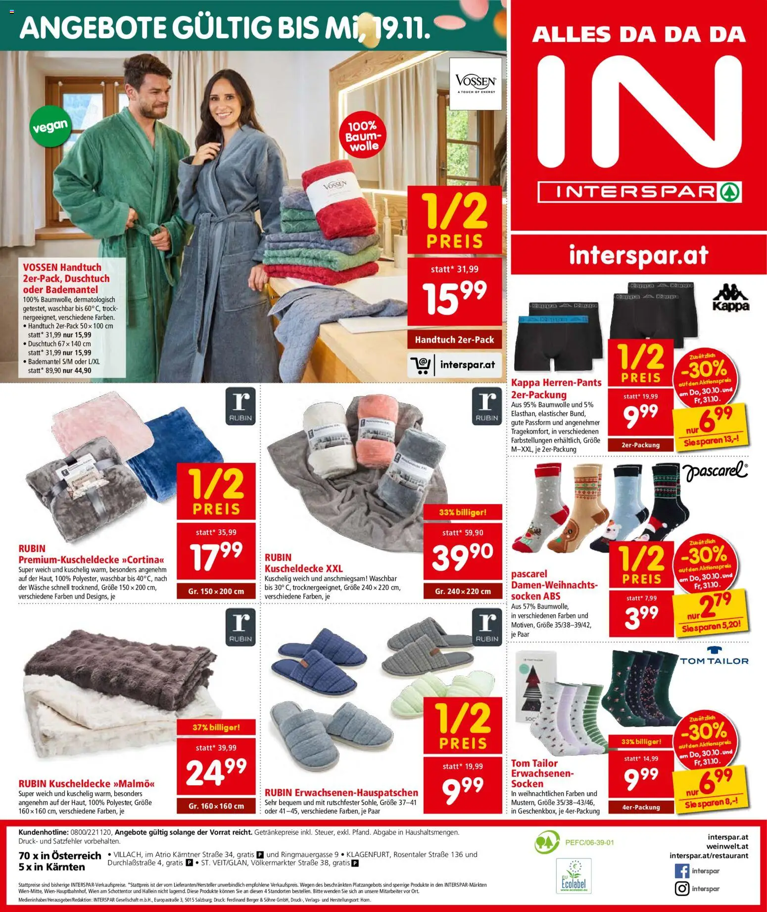 Interspar Flugblatt - Kärnten gültig ab 30.10.2025 | Seite: 16 | Produkte: Socken, Bademantel