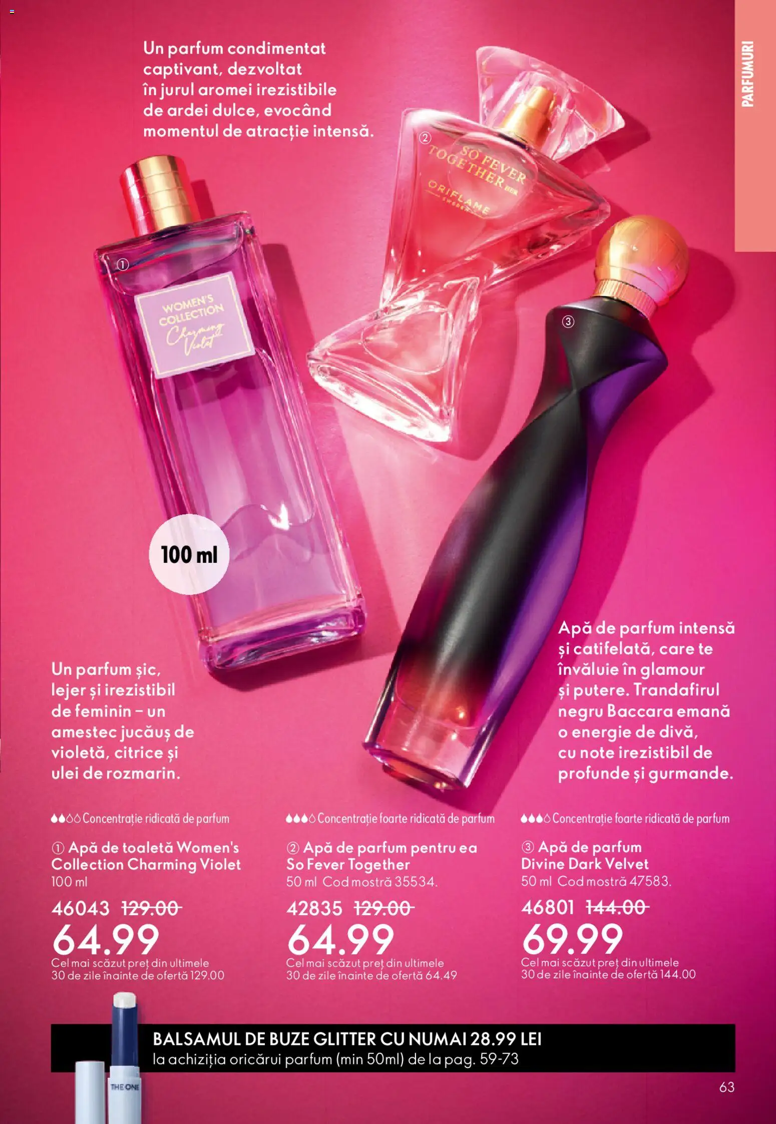 Noul catalog Oriflame – valabil de la 15.04.2026 | Pagină: 63 | Produse: Apă de parfum, Apă de toaletă, Ardei, Ulei