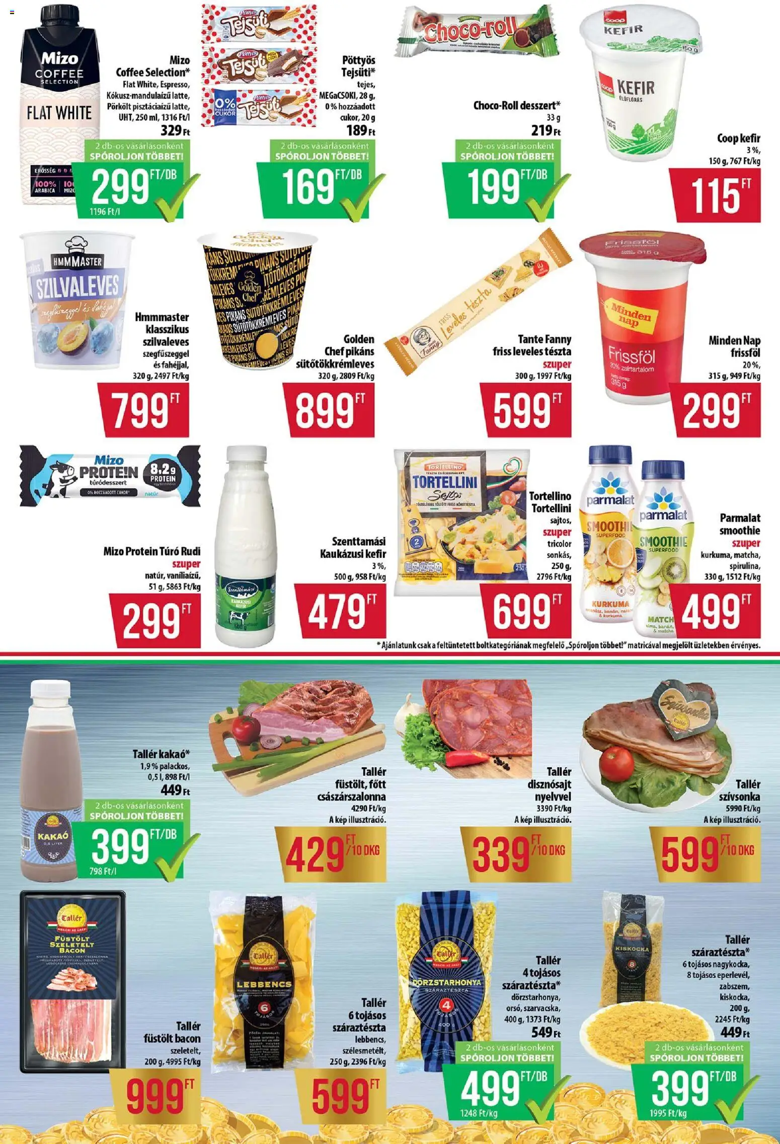 COOP akciós ujság - amely érvényes a következő dátumtól: 20.11.2025 | Oldal: 2 | Termékek: Szeletelt bacon, Tészta, Smoothie, Cukor