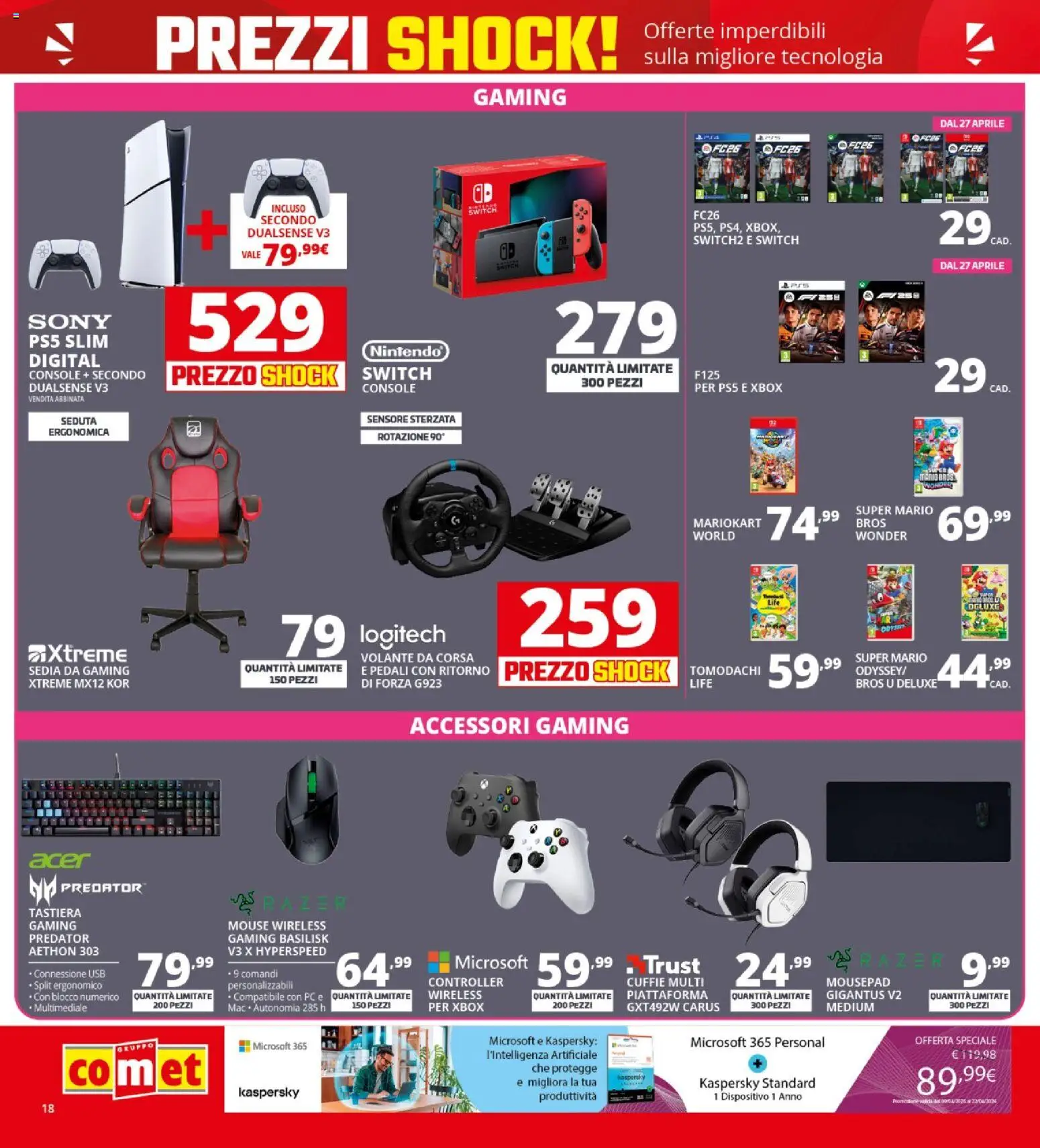 Volantino Comet del 23.04.2026 | Pagina: 18 | Prodotti: Mouse, Tastiera, Xbox, USB