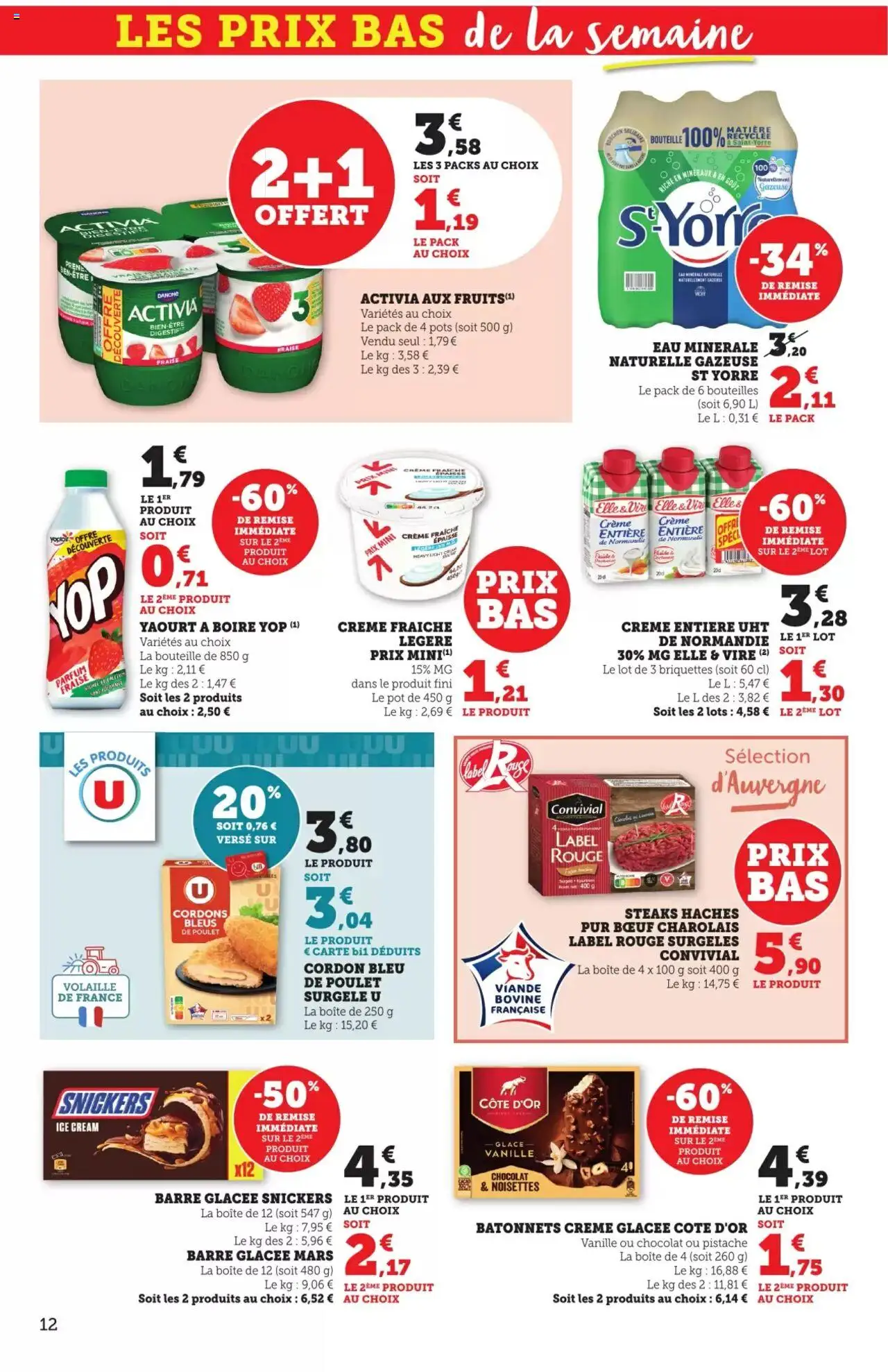  | Page: 12 | Produits: Eau minérale, Yaourt, Viande, Crème
