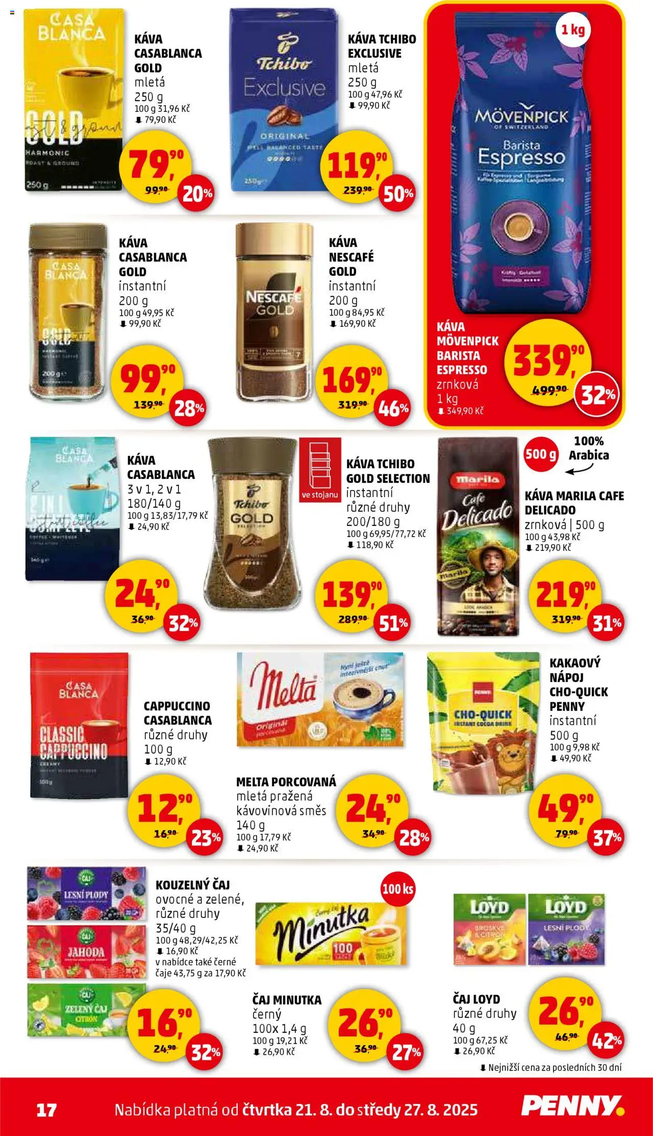 Penny Market leták - Čtvrtečník od 21.08.2025 | Strana: 17 | Produkty: Tchibo, Káva Mövenpick, Nescafé, Melta