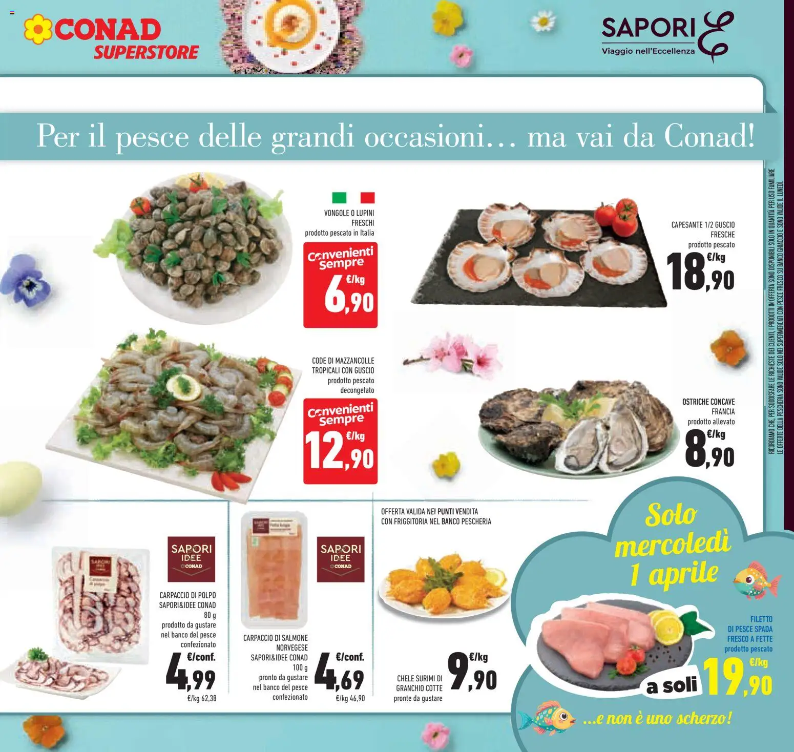 Volantino Conad del 25.03.2026 | Pagina: 13 | Prodotti: Lupini, Vongole, Polpo, Salmone fresco