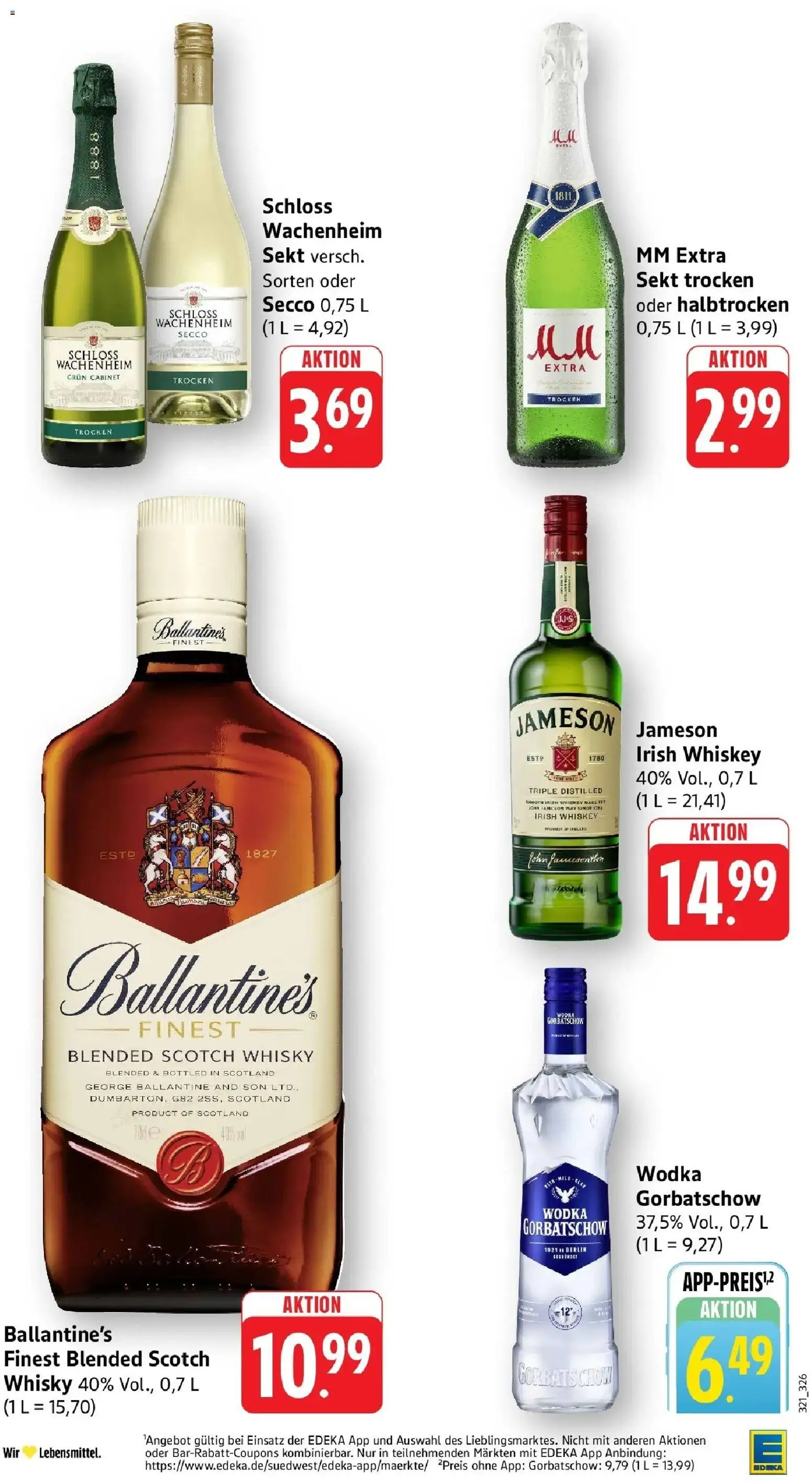 Edeka prospekt Steinfeld	 – gültig ab 02.03.2026 | Seite: 34 | Produkte: Sekt, Jameson, Wodka gorbatschow, Vodka