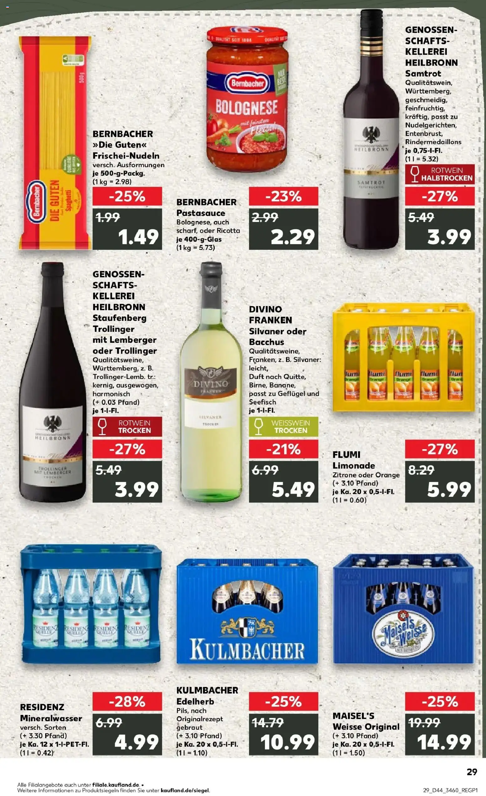 Kaufland prospekt Weiden In Der Oberpfalz	 – gültig ab 03.11.2025 | Seite: 29 | Produkte: Rotwein, Rotwein halbtrocken, Weißwein trocken, Limonade