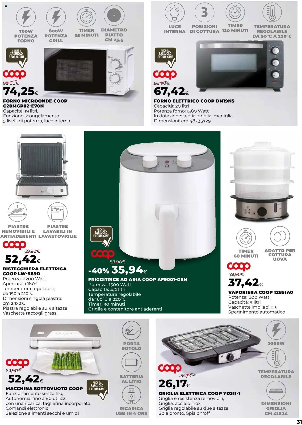 Volantino Ipercoop del 08.10.2025 | Pagina: 31 | Prodotti: Bistecchiera, Macchina sottovuoto, Lavastoviglie, Contenitore