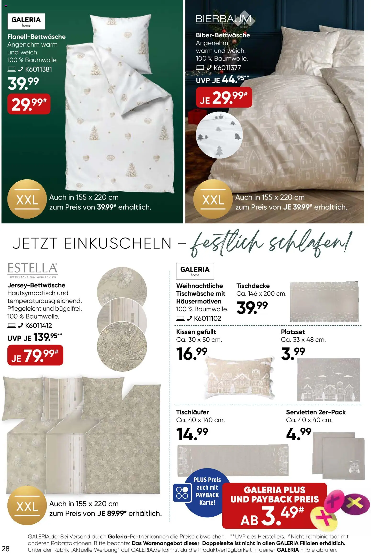 Galeria Karstadt Kaufhof Prospekt 	 – gültig ab 10.12.2025 | Seite: 28 | Produkte: Kissen, Bettwäsche
