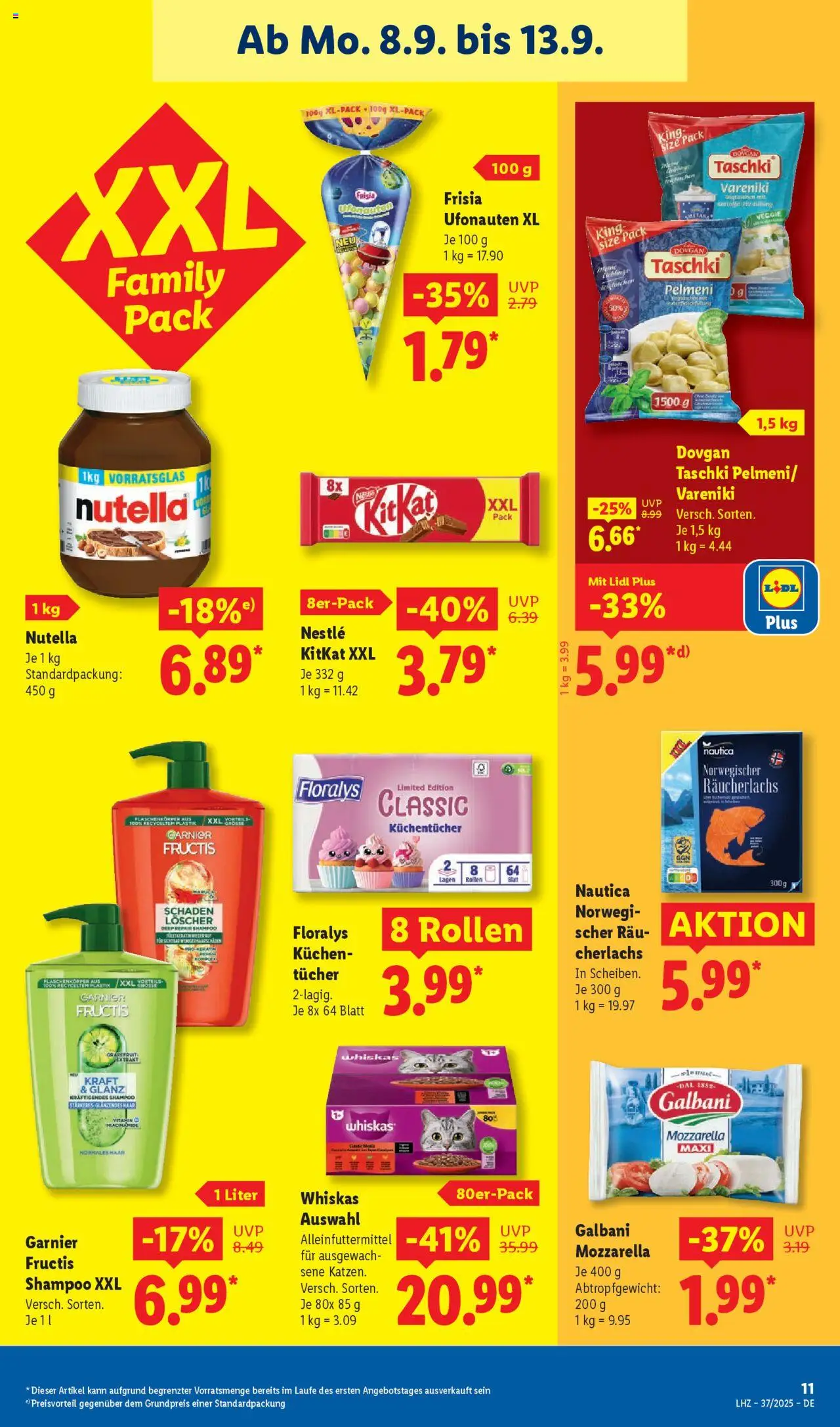Lidl Prospekt Zossen 	 - gültig ab dem 08.09.2025 | Seite: 19 | Produkte: Shampoo, Nutella, Kuchen, Whiskas