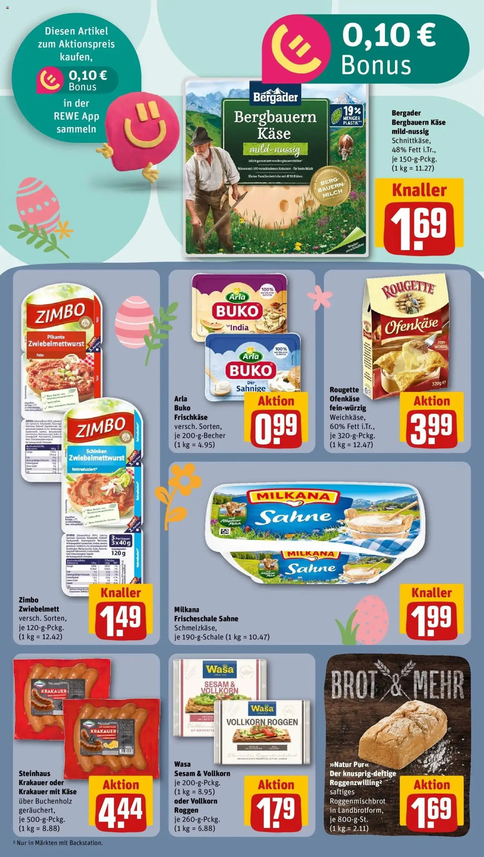 Rewe Prospekt Berlin / Schöneberg	 – gültig ab 23.03.2026 | Seite: 16 | Produkte: Milkana, Rougette ofenkase, Brot, Schinken
