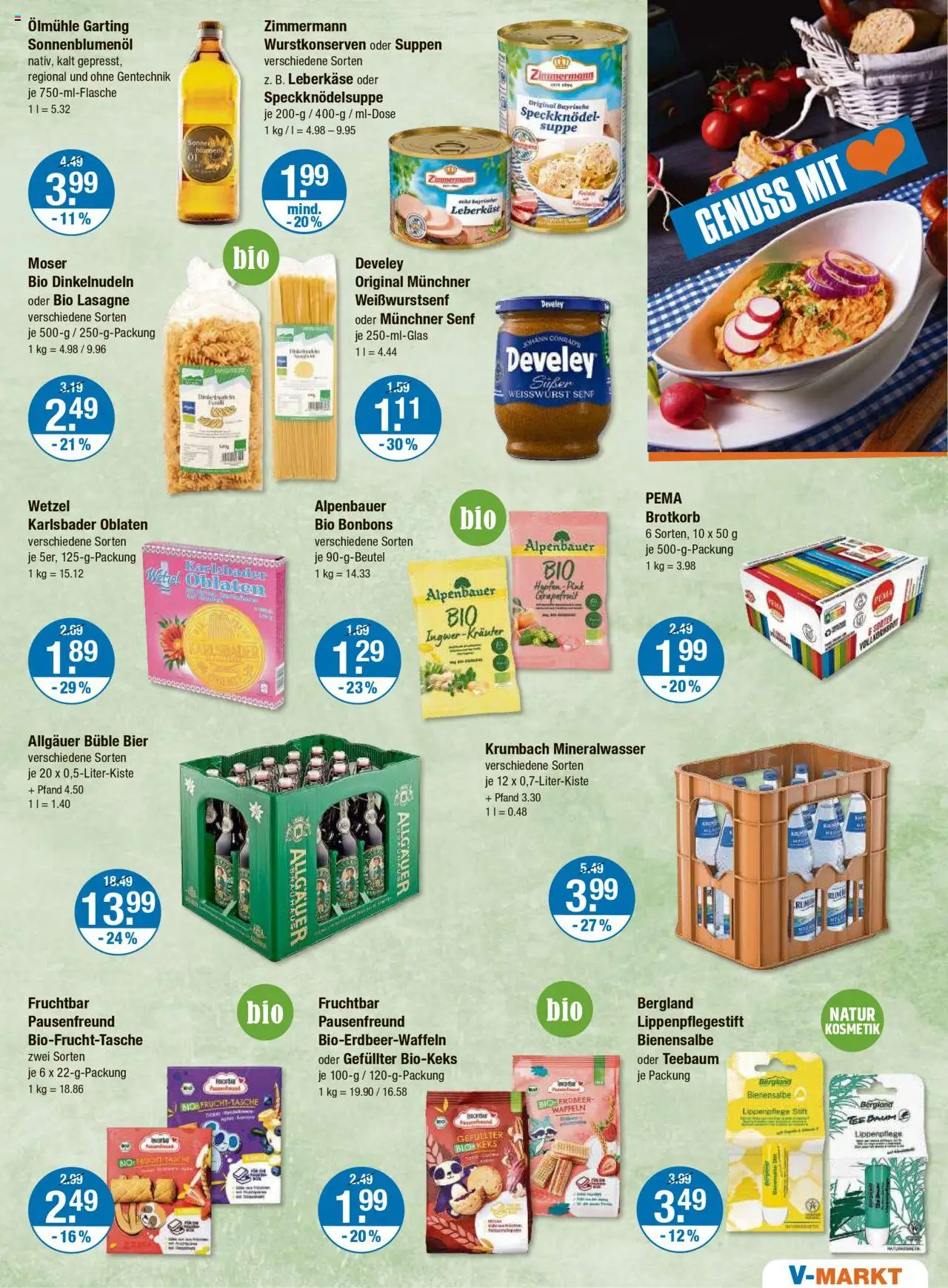 V-Markt - Oberbayern – gültig ab 25.09.2025 | Seite: 13 | Produkte: Bier, Sonnenblumenol, Mineralwasser, Waffeln