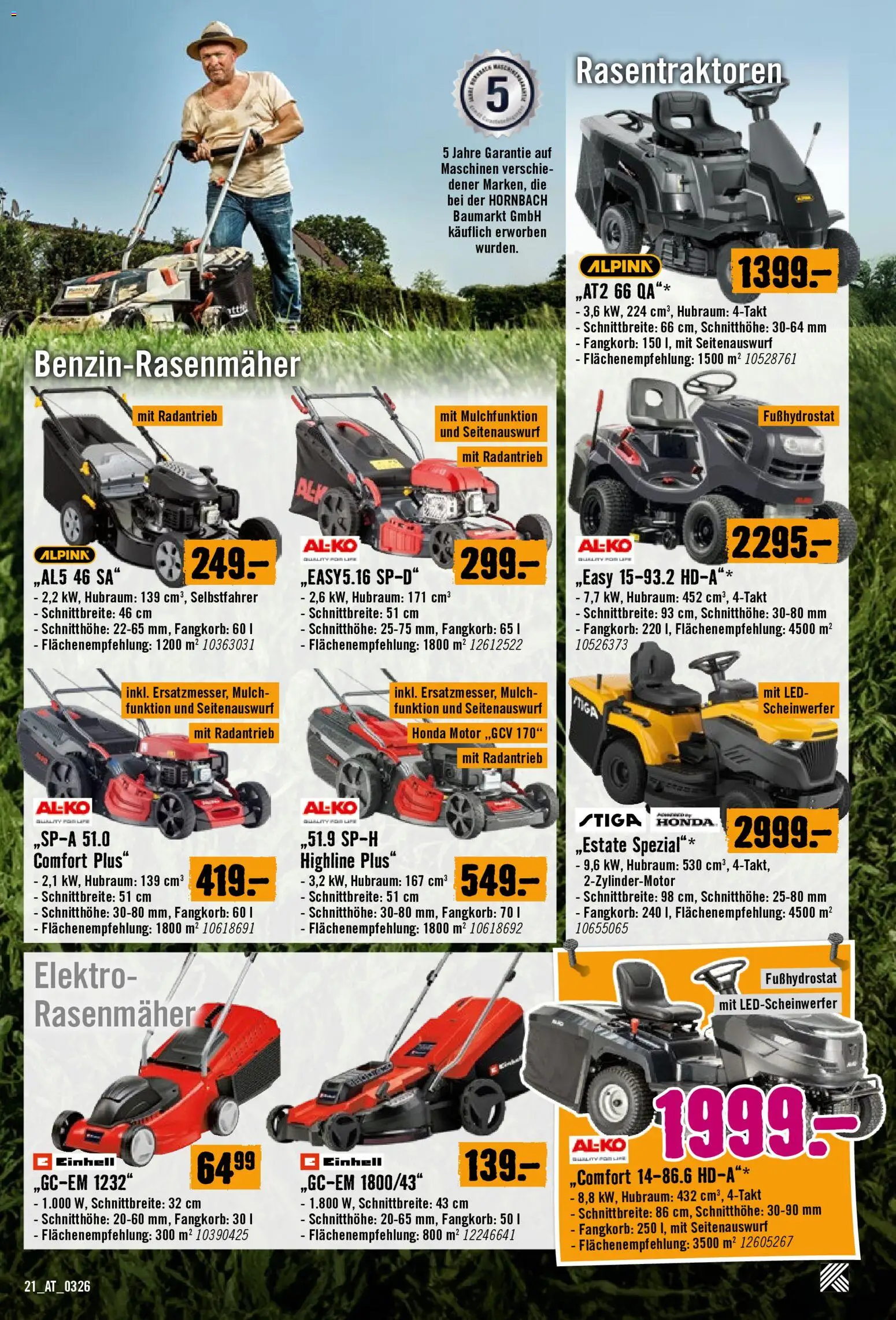 Hornbach Flugblatt gültig ab 17.03.2026 | Seite: 21 | Produkte: Rasenmäher