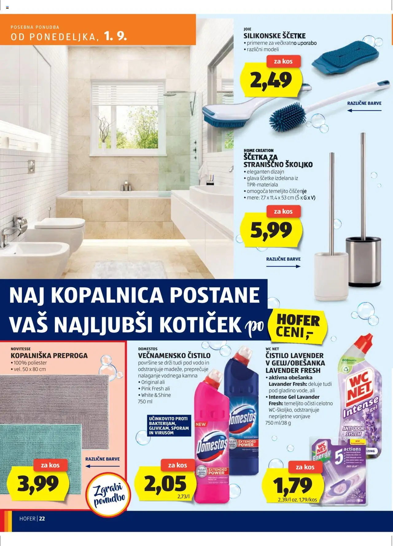 Hofer SI katalog | vrijedi od 28.08.2025 | Stranica: 22 | Proizvodi: Domestos, WC Net