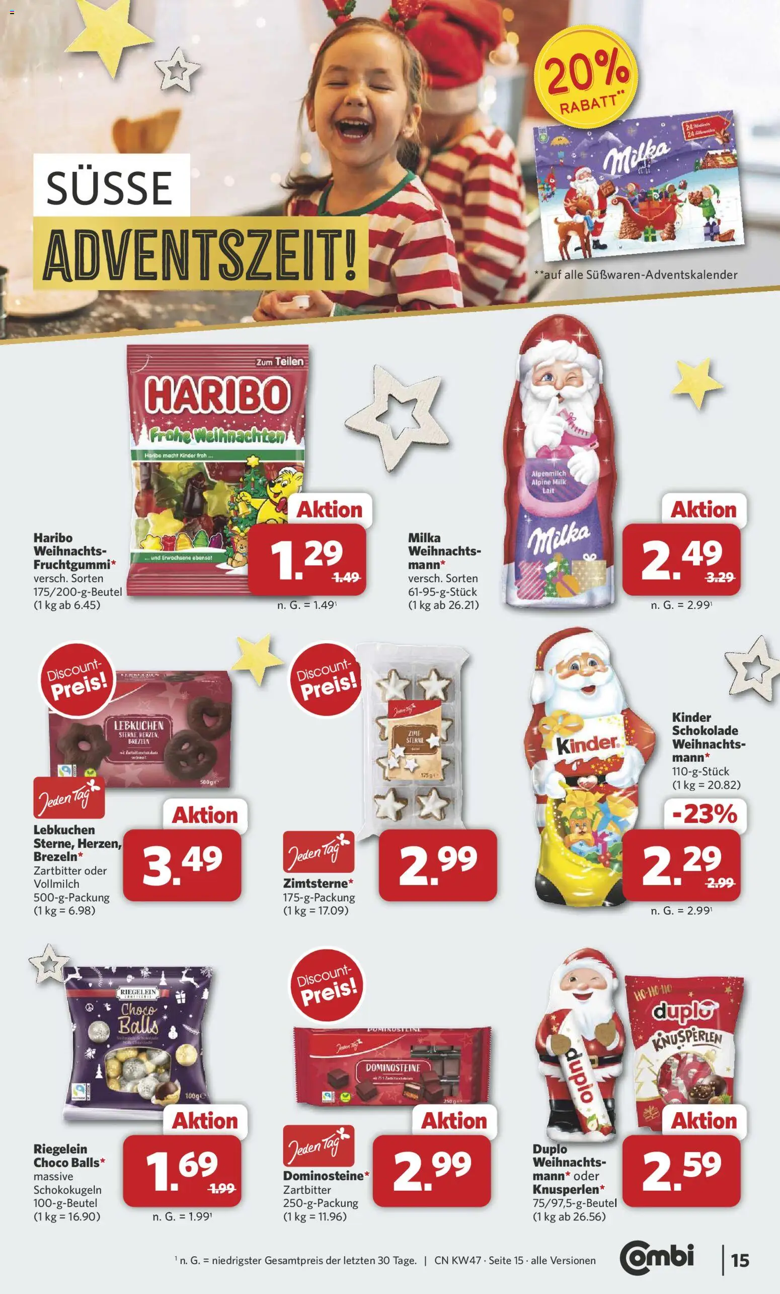 Combi Prospekt 	 – gültig ab 17.11.2025 | Seite: 15 | Produkte: Kinder schokolade, Haribo, Schokolade, Milka