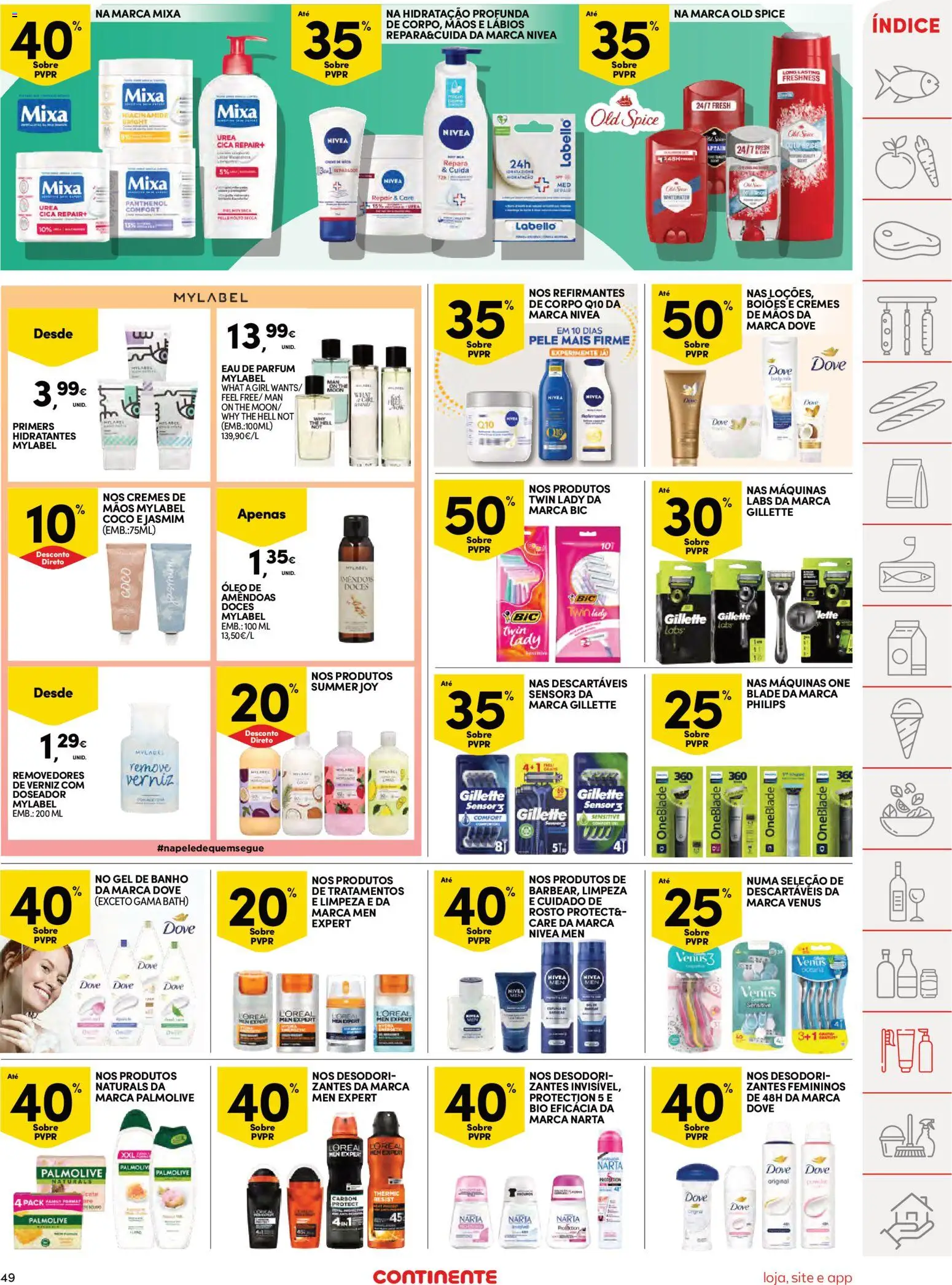 Continente Semanal Continente Bom Dia │ válido de 24.03.2026 | Página: 49 | Produtos: Amêndoas, Gel de banho, Banho, Doces