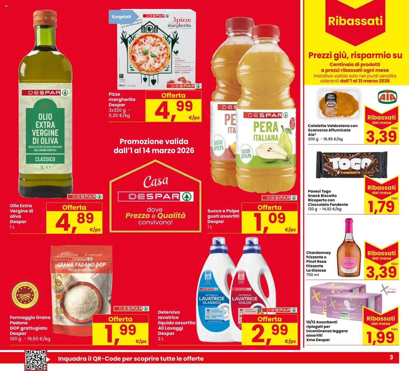 Volantino Despar del 05.03.2026 | Pagina: 3 | Prodotti: Bicarbonato, Olio, Farina, Pomodori