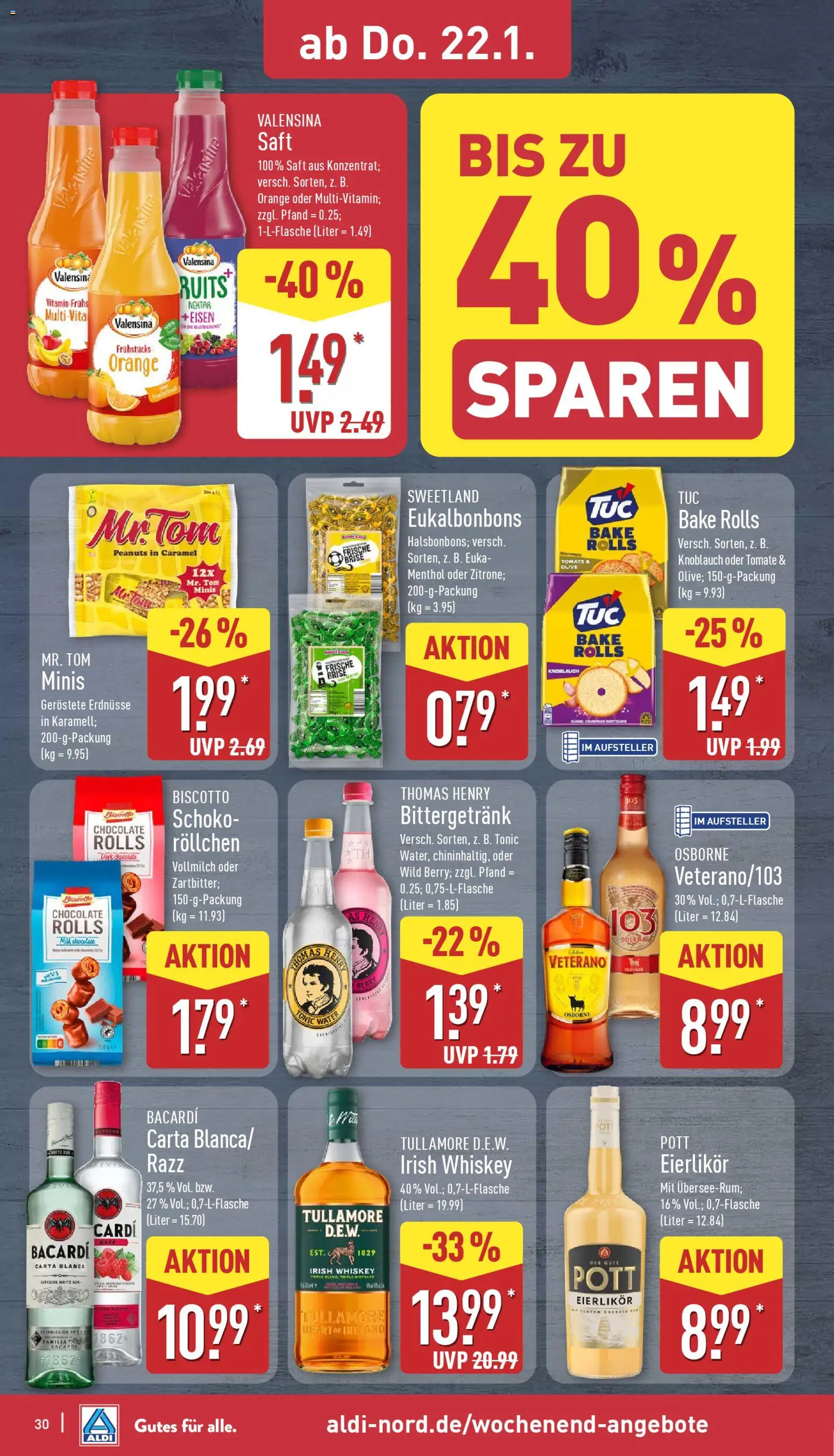 Aldi Prospekt 	 – gültig ab 19.01.2026 | Seite: 30 | Produkte: Erdnüsse, Osborne, Valensina, Knoblauch