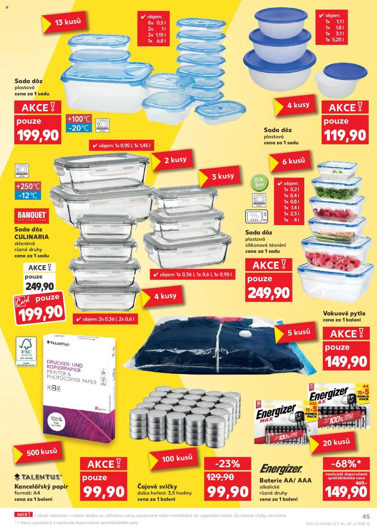 Kaufland leták - Chomutov od 11.06.2025 | Strana: 45 | Produkty: Kancelářský papír, Vakuové pytle, Čajové svíčky, Talentus