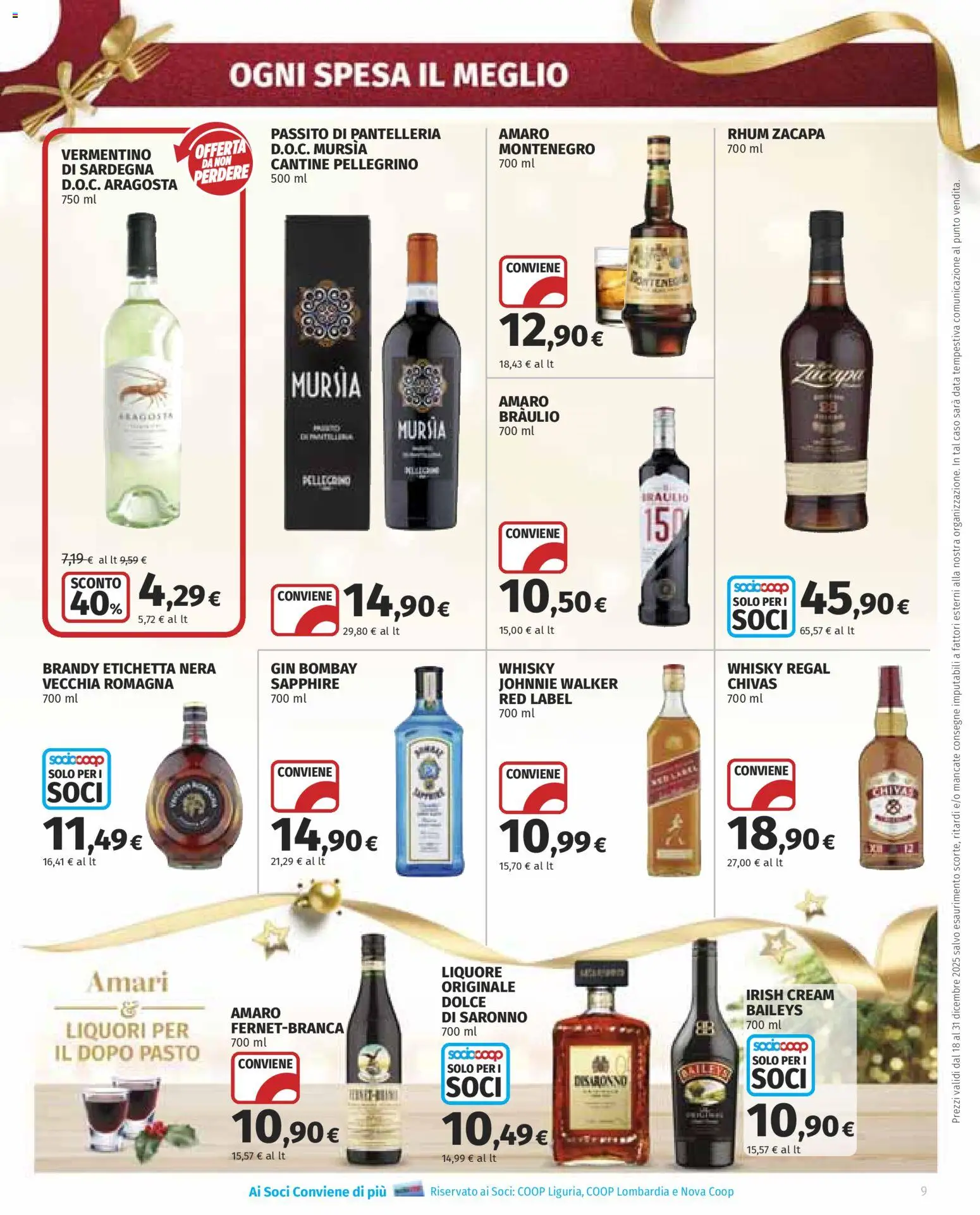 Volantino Ipercoop del 18.12.2025 | Pagina: 9 | Prodotti: Gin, Data, Liquore, Amaro