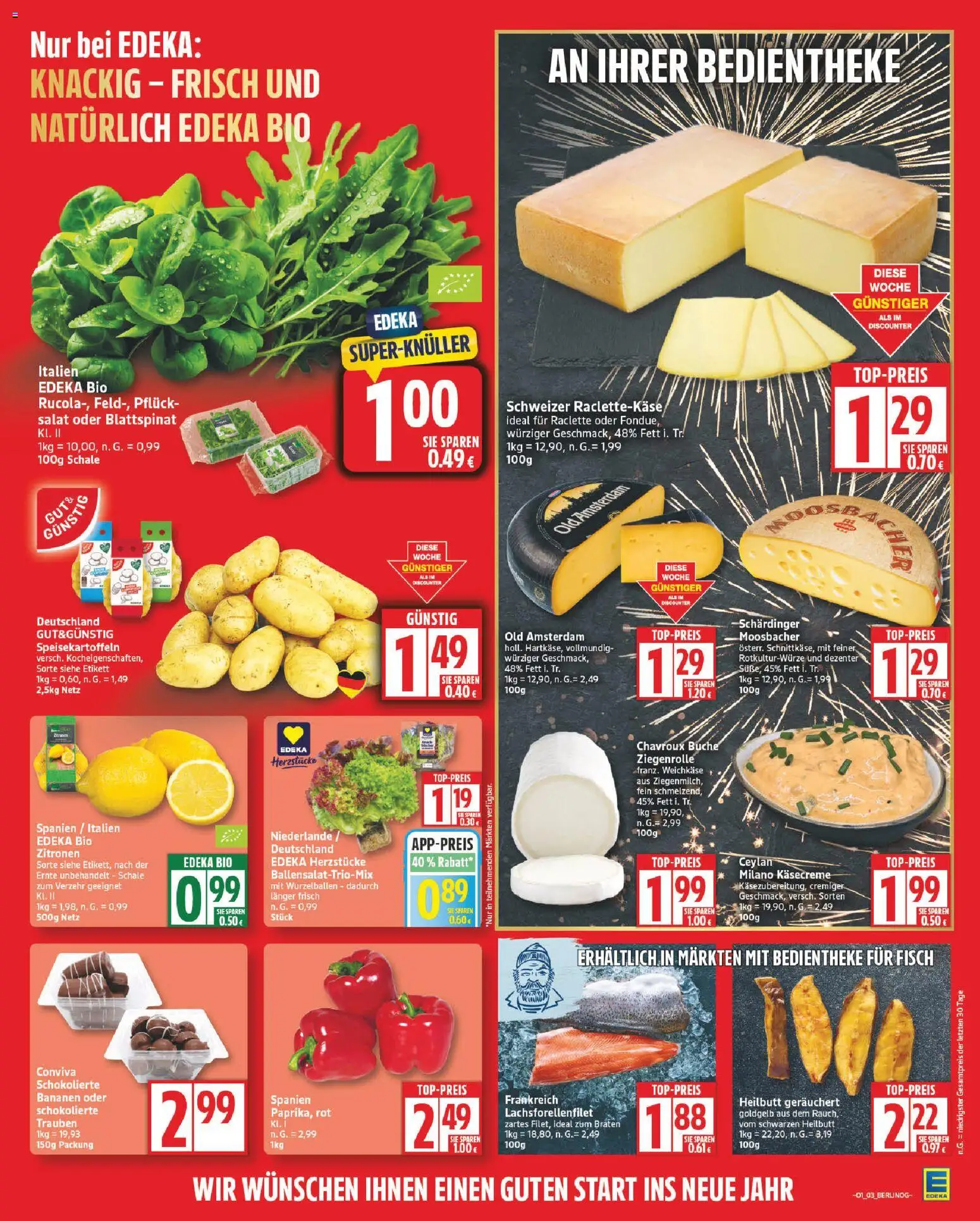 Edeka Prospekt 	 – gültig ab 29.12.2025 | Seite: 3 | Produkte: Bananen, Fisch, Raclette, Salat