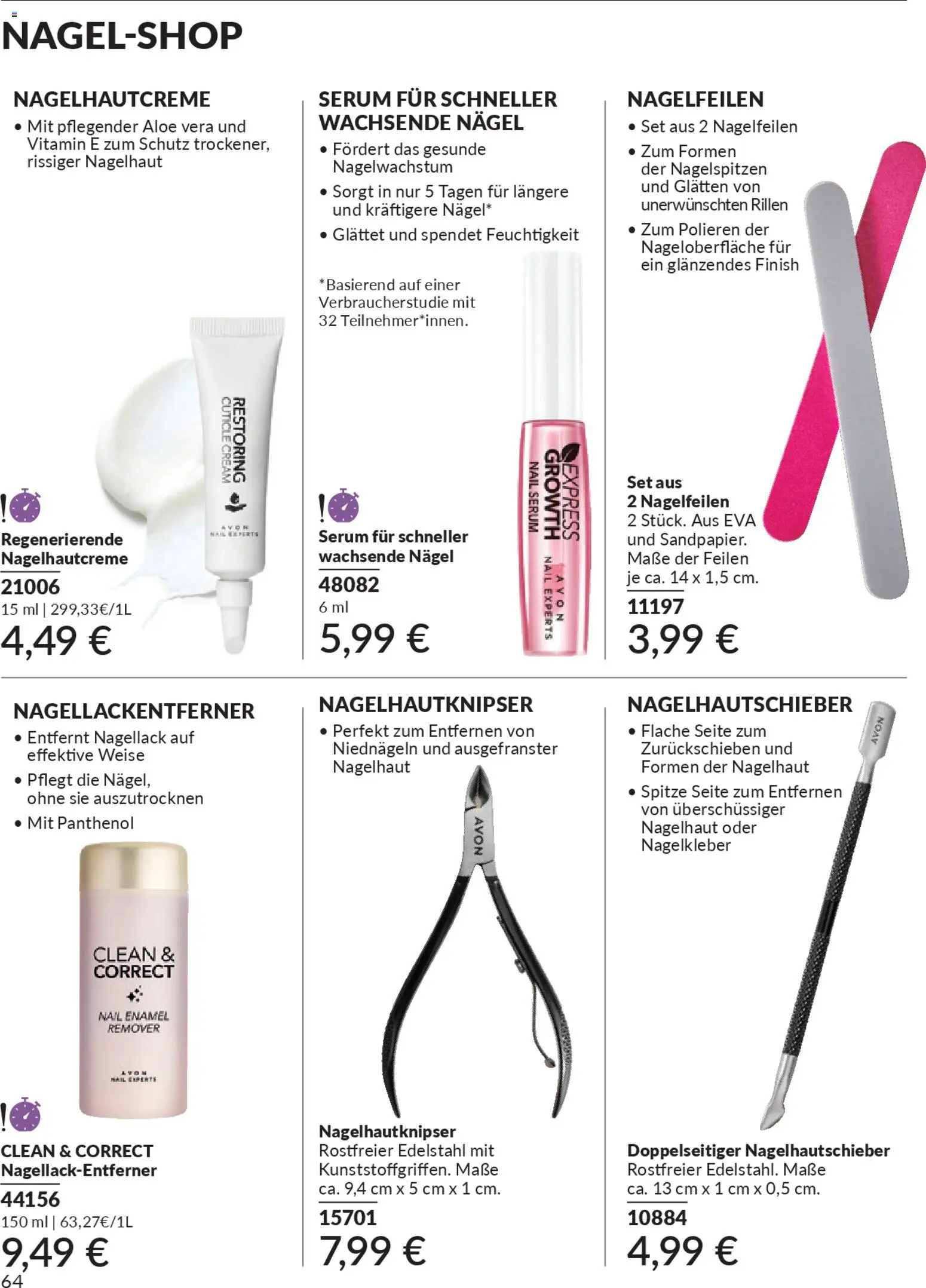 AVON Katalog Januar 2026 – gültig ab 01.01.2026 | Seite: 66 | Produkte: Nagellack, Finish, Serum, Nagellackentferner