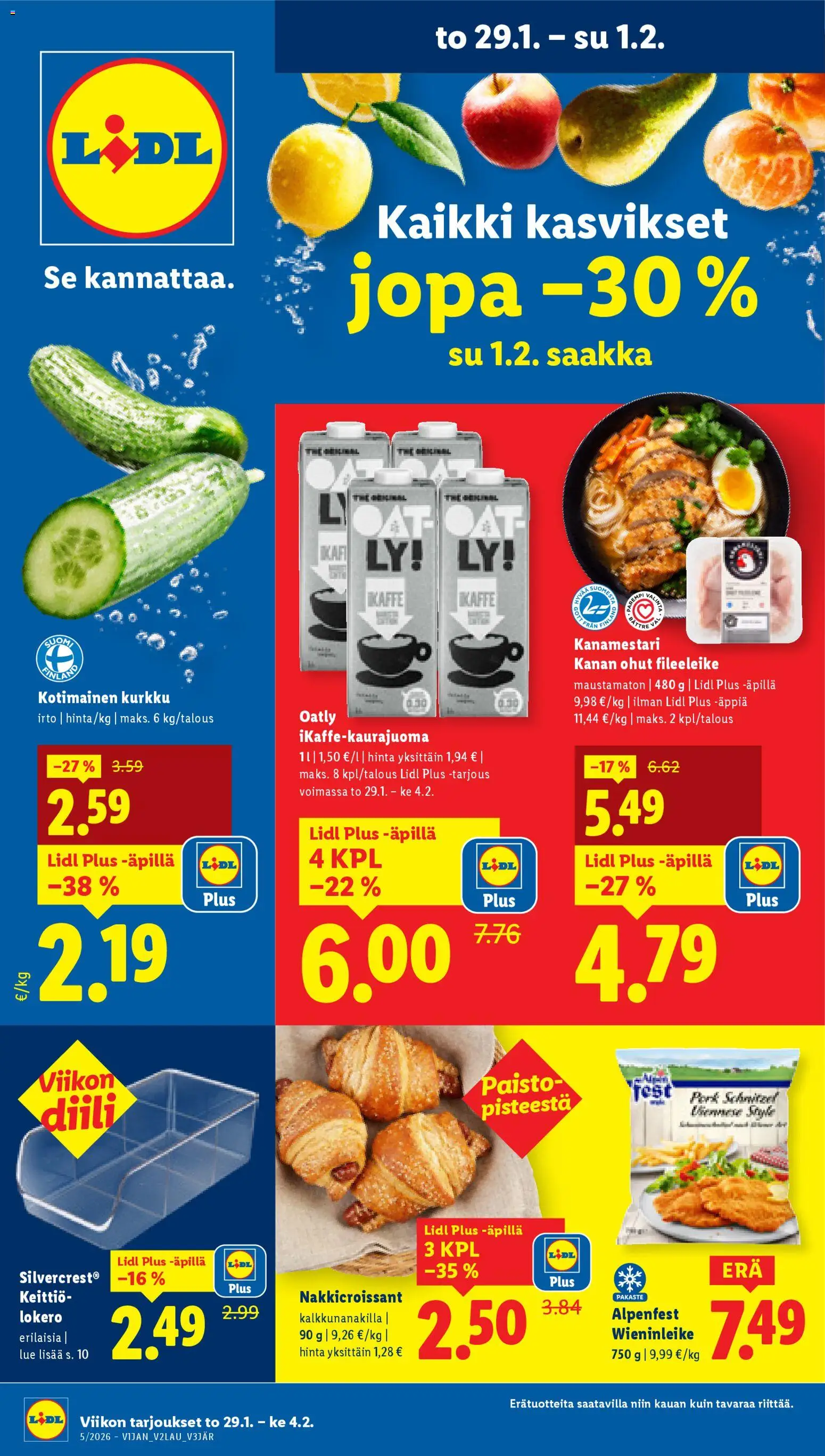Lidl tarjoukset – voimassa 29.01.2026 alkaen | Sivu: 1 | Tuotteet: Keittiö, Kurkku