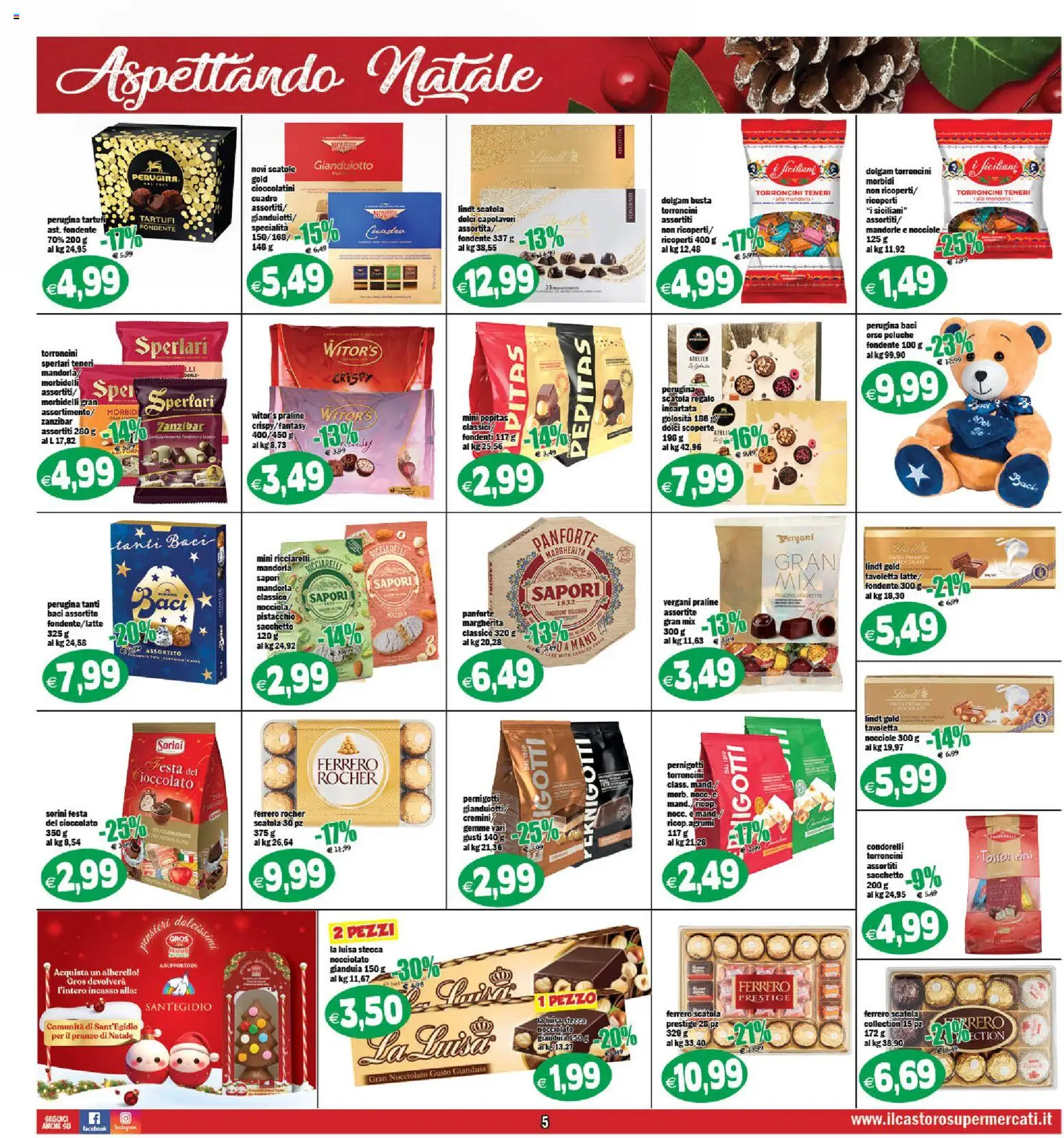 Volantino Il Castoro del 06.12.2025 | Pagina: 5 | Prodotti: Peluche, Mandorle, Nocciole, Torroncini