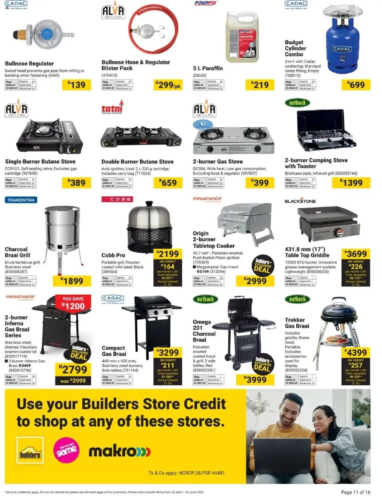 Builders Specials │ valid from 22.04.2025 | Page: 11 | Products: Cooker, Table, Gas stove, Griddle