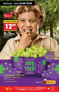 Hey, vita! Winogrono bio, Organic grapes, opak. 500 g od 15.09.2025 | Strona: 63 | Produkty: Winogrona, Winogrono, Warzywa, Owoce